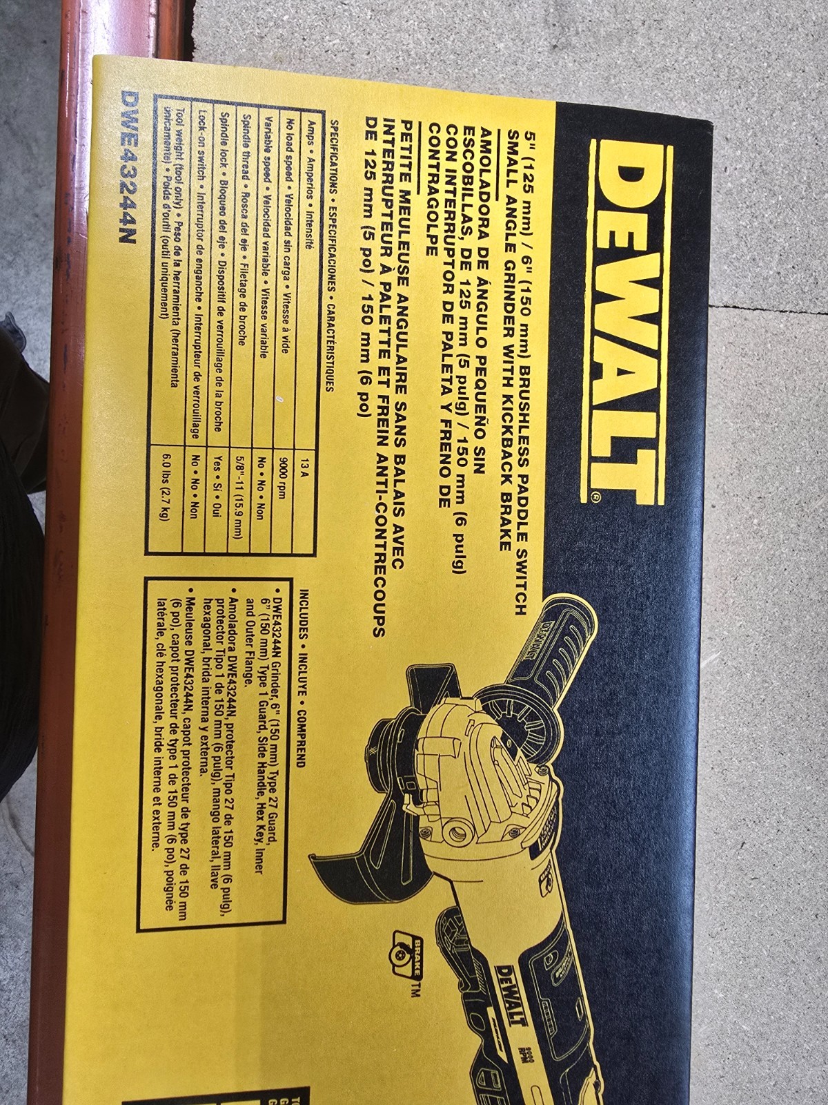 DEWALT Brushless Angle Grinder, Paddle Switch, 5-Inch / 6-Inch, 13-A (DWE43244N)