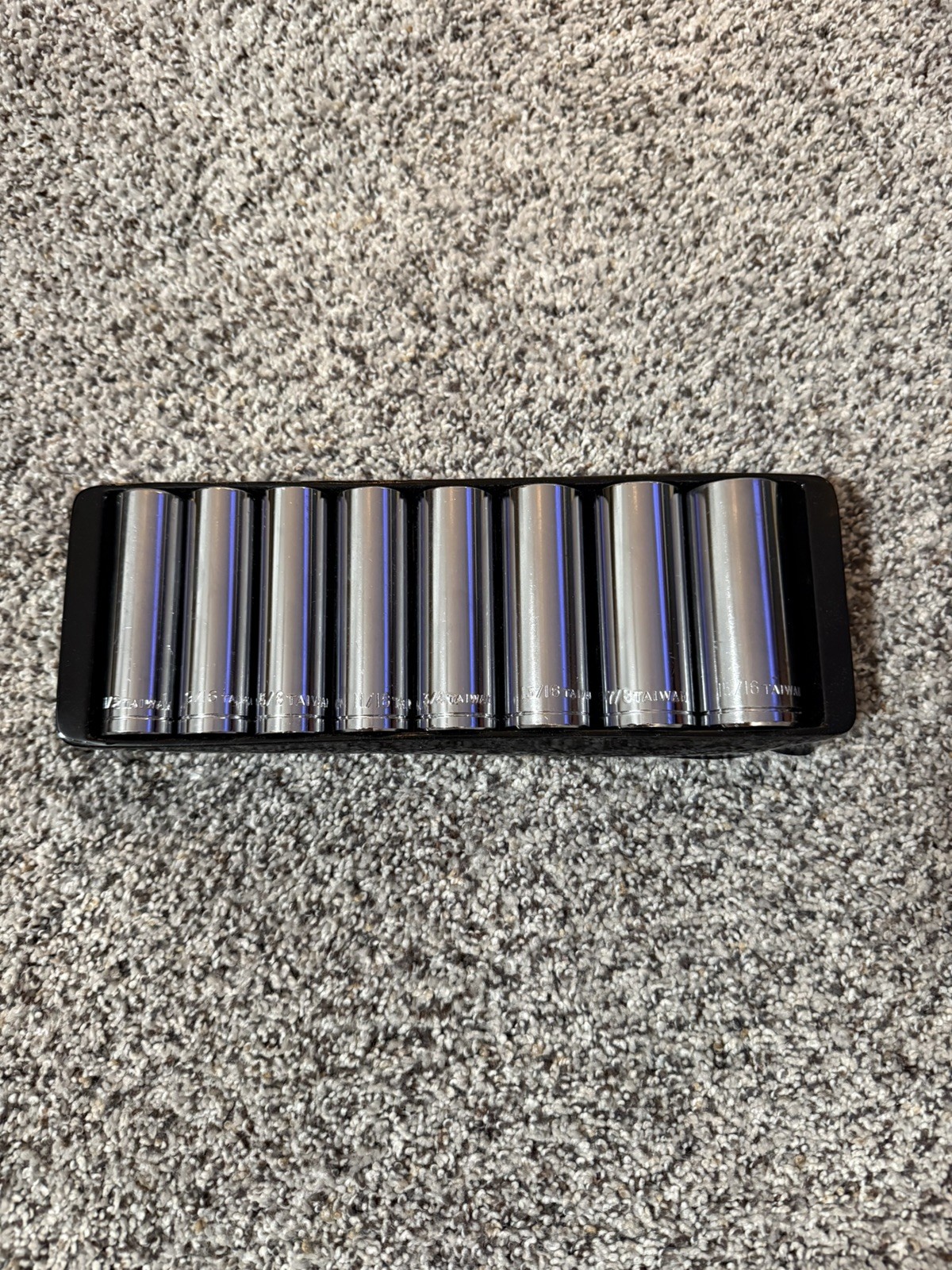 Vintage MIT Michigan Industrial Tools 9-Piece 1/2” Dr. Deep Socket Set #1245