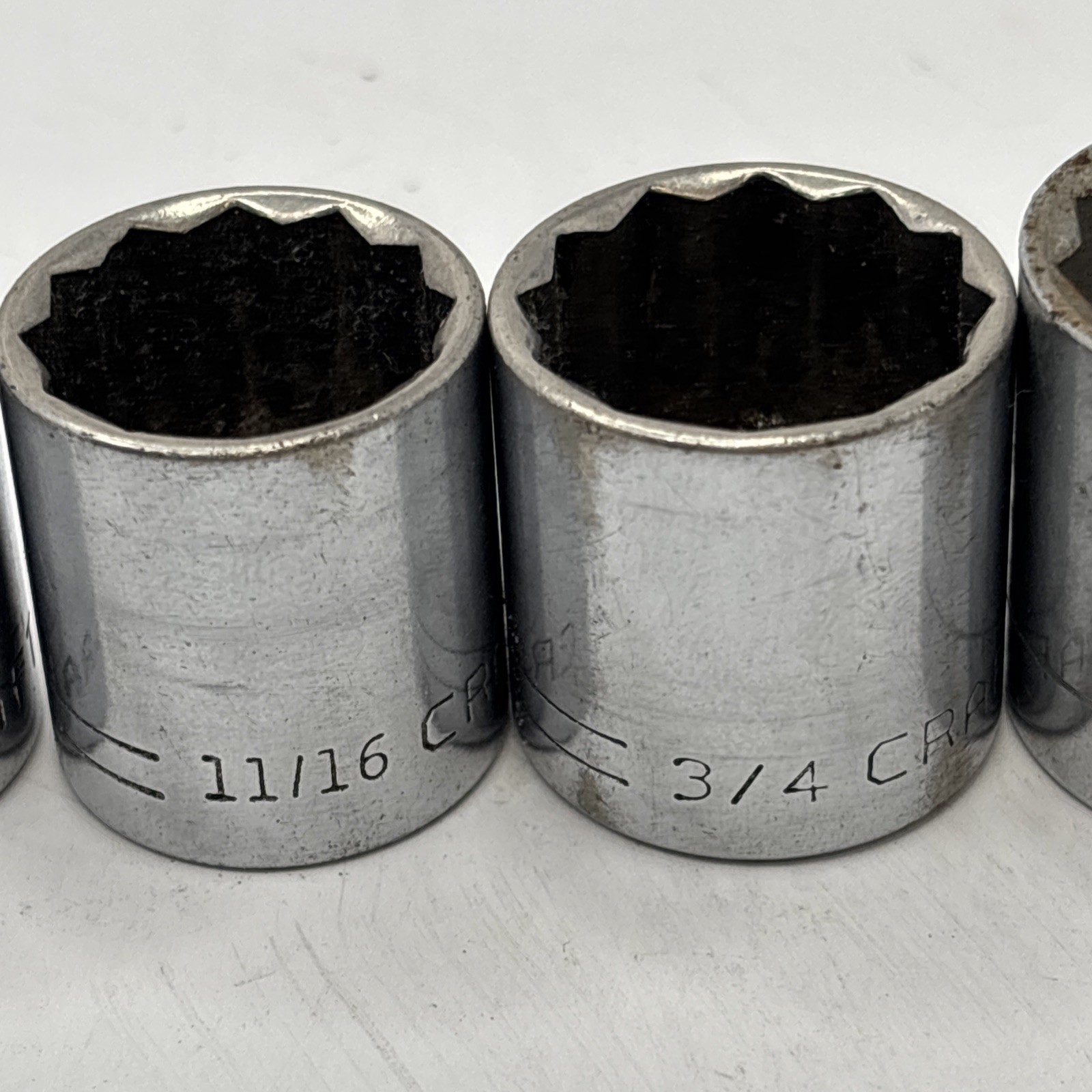 Craftsman USA 3/8 Drive SAE Socket Set 3/8-13/16 8pc 12PT V Vintage