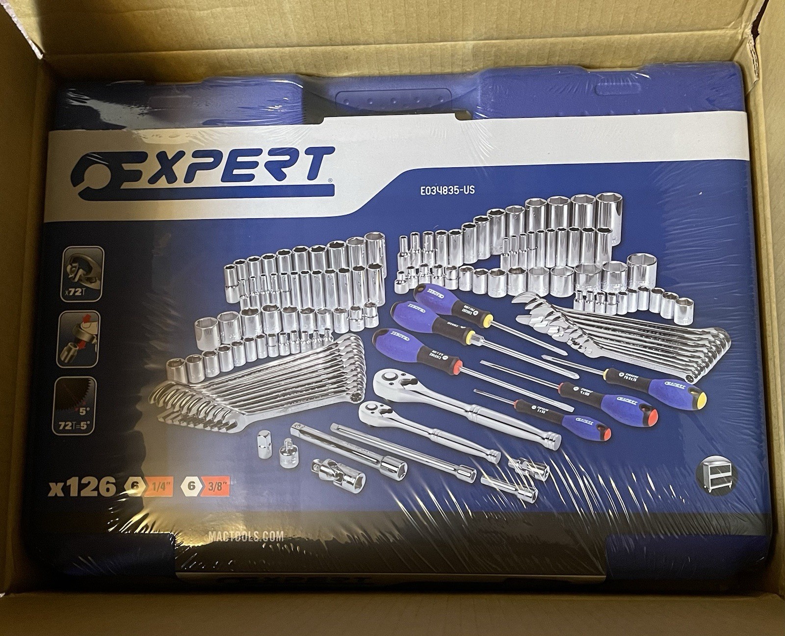 Expert Mac Tools E034835-US 126pc 1/4& 3/8”Dr Master Set -6&12pt*Full List Below