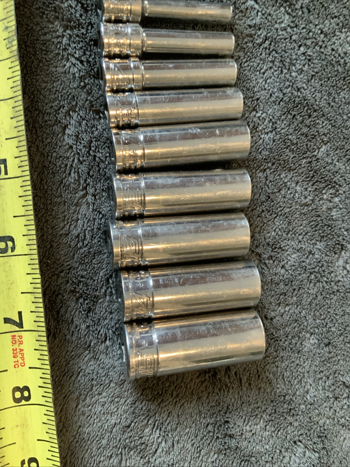 Snap On 1/4” Deep Sockets, 6pt, New Style…5,6,7,9,11,12,13,14,15….see Pics…mmm