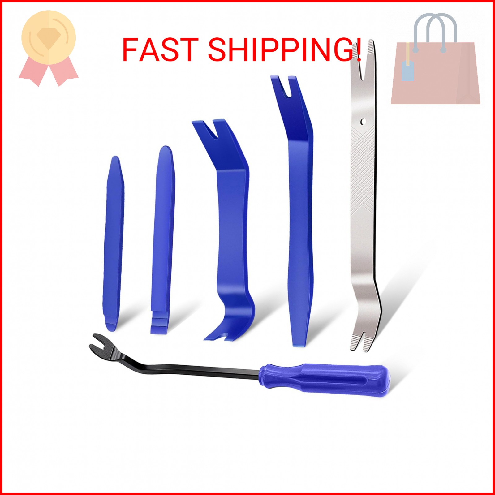 Etre Jeune Auto Trim Removal Tool Kit, 6 PCS Plastic & Metal Pry Tool Set, Car D