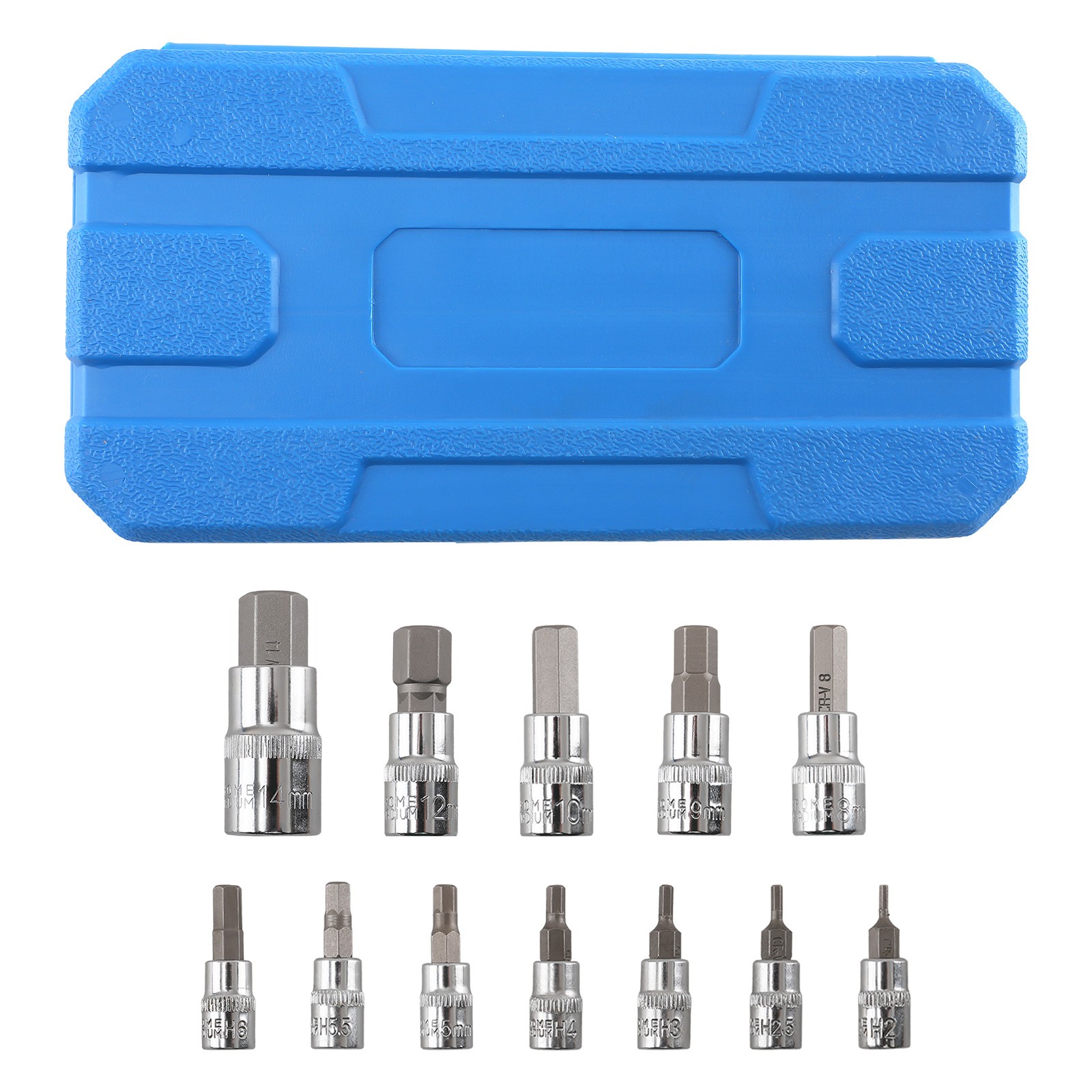 13pc Metric Hex Allen Bit Socket Set CR-V S2 Steel 1/4 3/8 1/2 Drive 2mm to 14mm