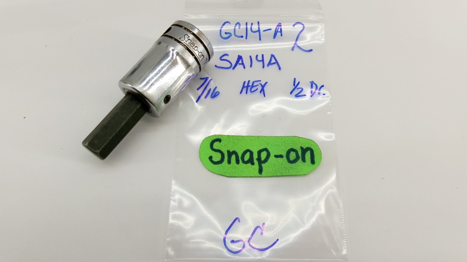 Snap-on tools 1/2″ drive 7/16″ Hex Allen Bit Socket Driver USA SA14A Nice!