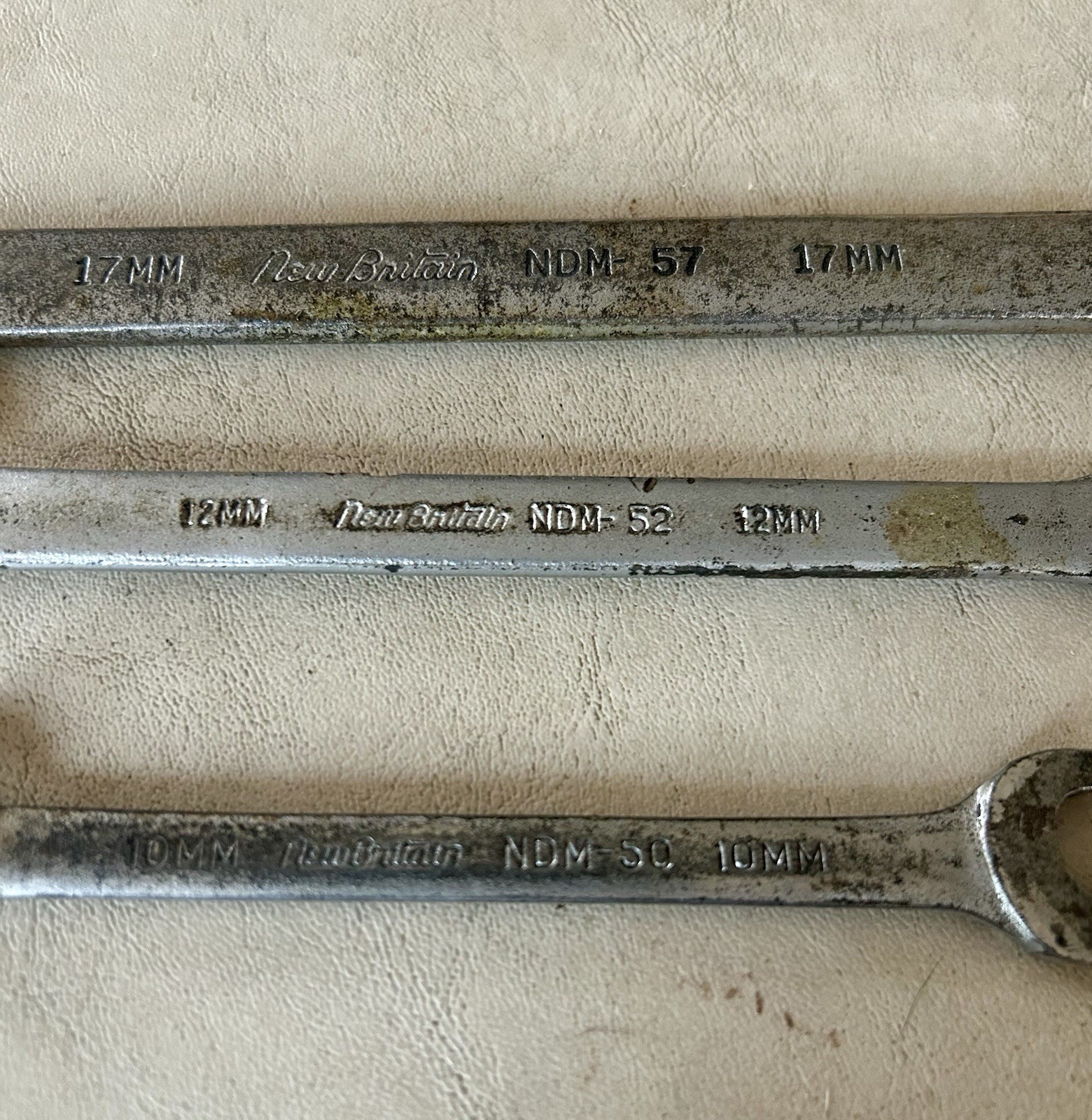 New Britain Vintage 10mm, 12mm, 17MM, 12 Point Combination Wrench