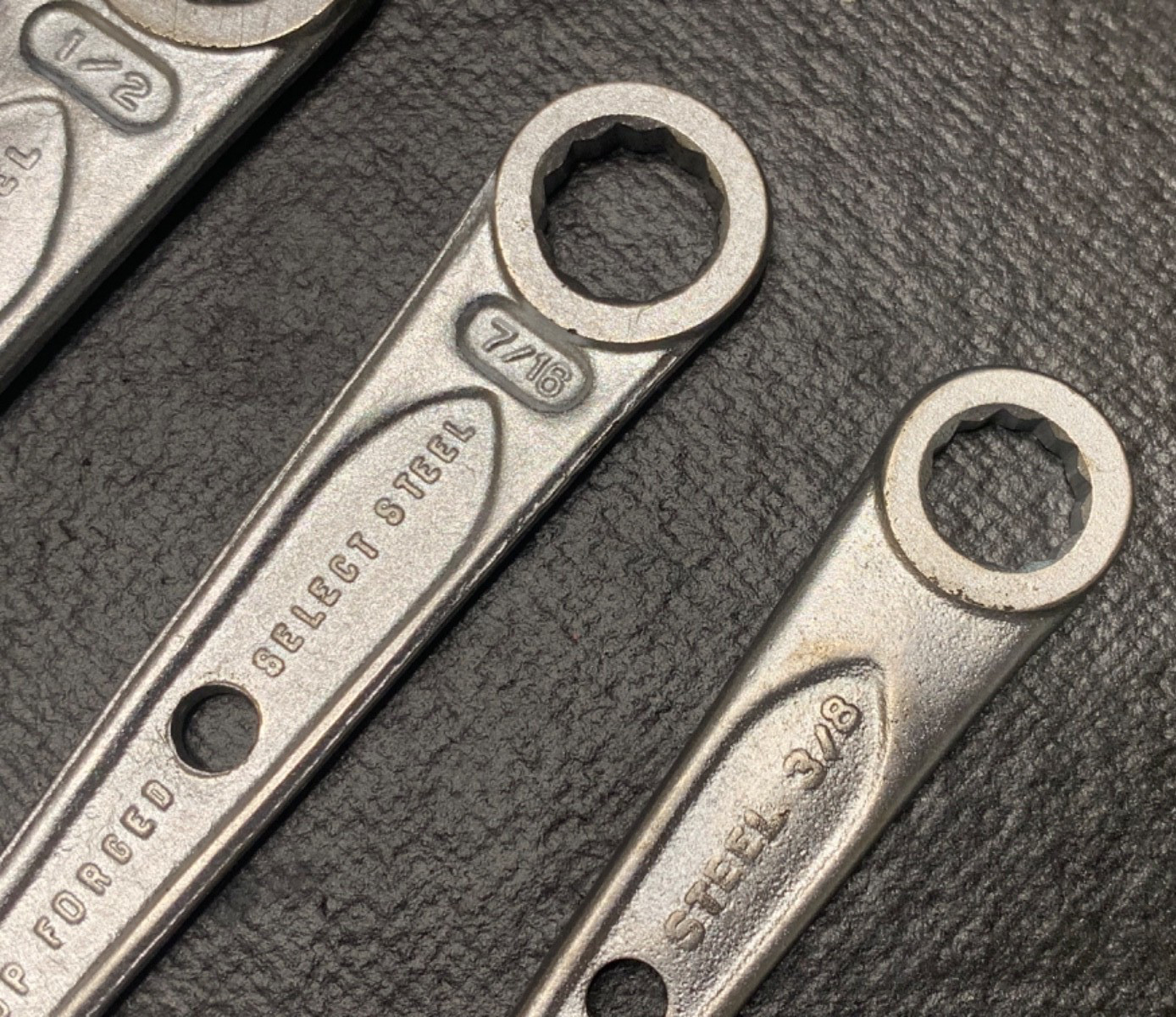 Lot 5 Vintage Indestro «Select Steel» SAE Open-Box End Wrenches Made in USA