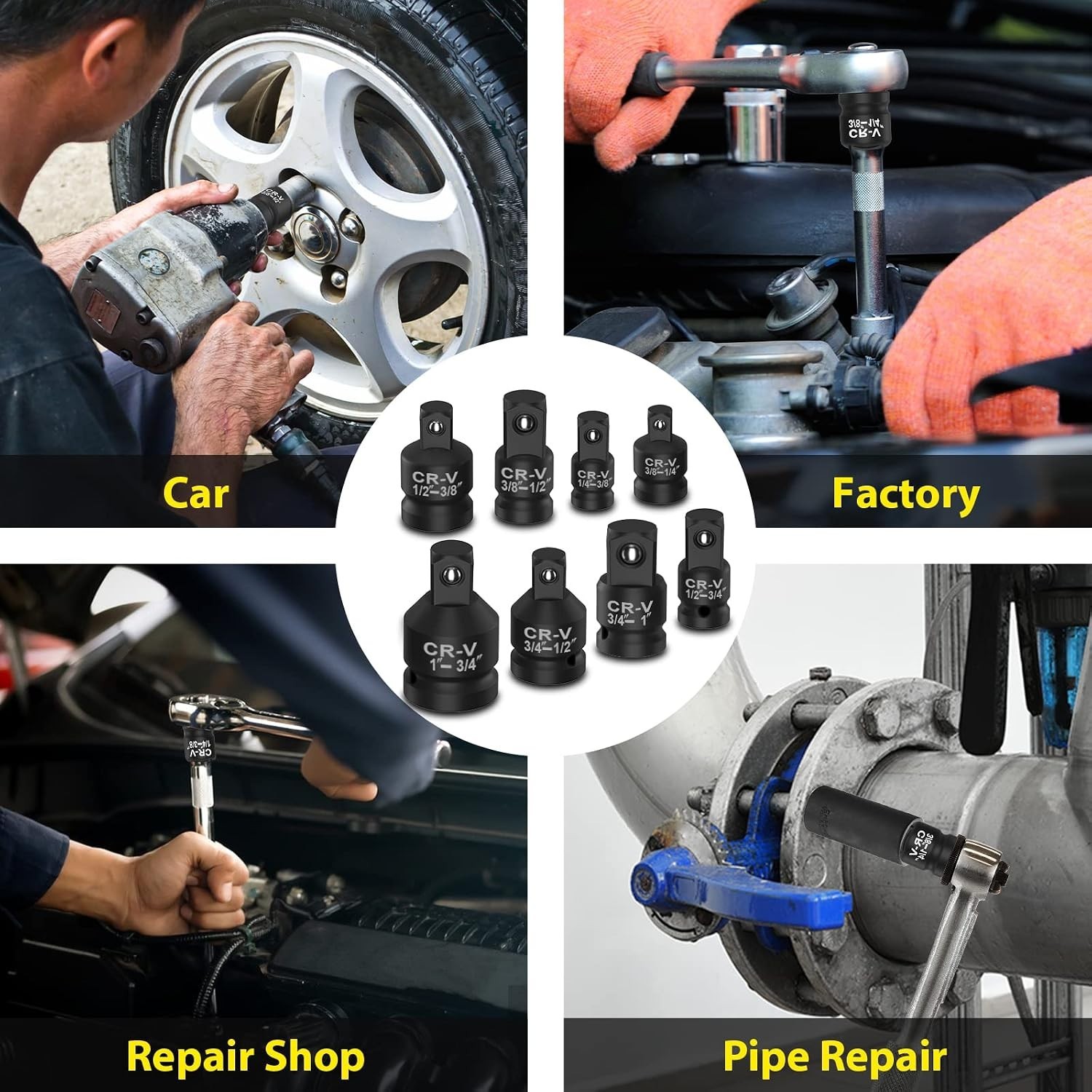 Versatile 6-Piece Socket Reducer & Adapter Set for Impact Wrenches & Drivers