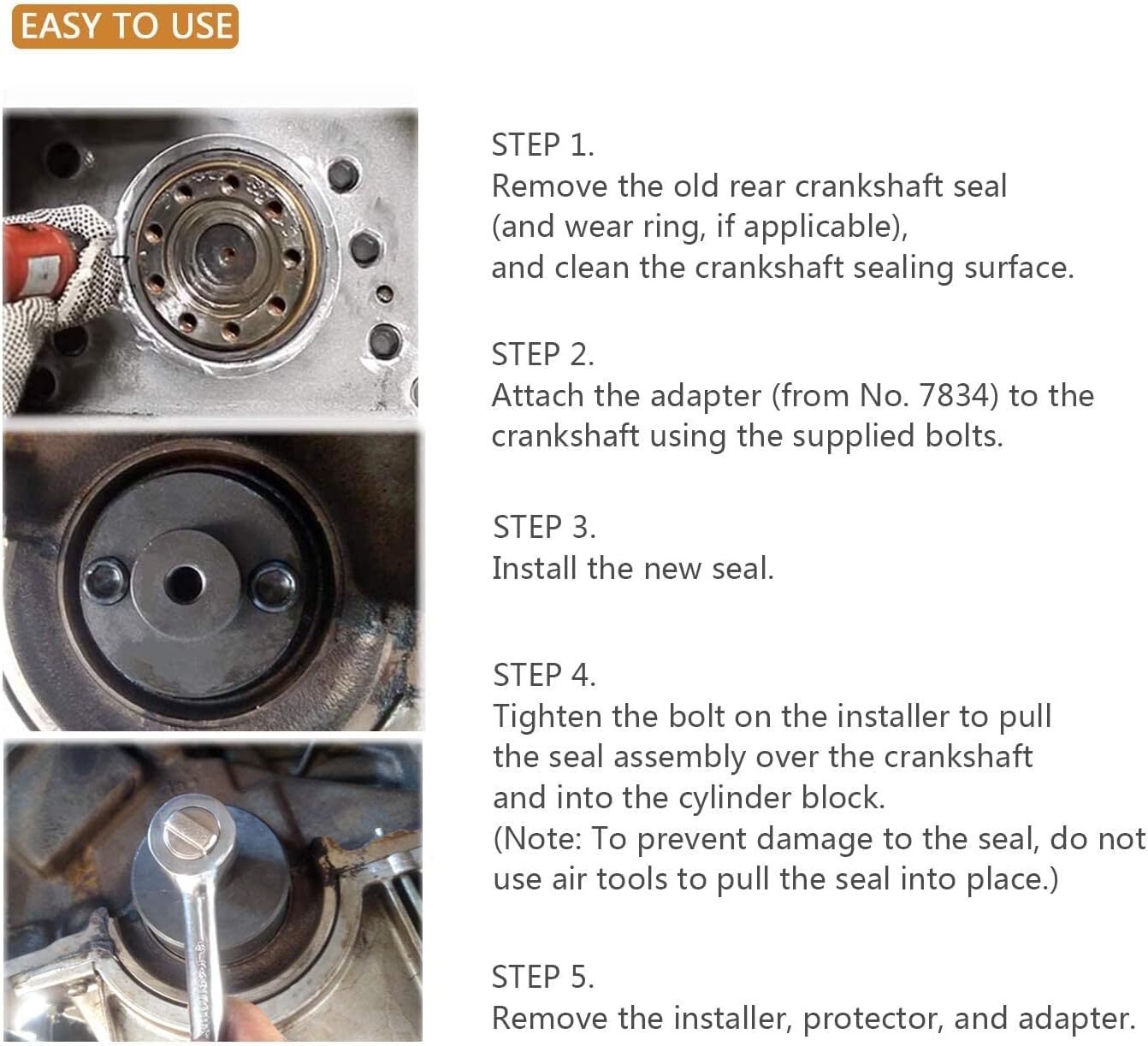 Rear Crankshaft Seal Installer Replace to OTC 7834 for Ford w/ 4.0L V6 Engine