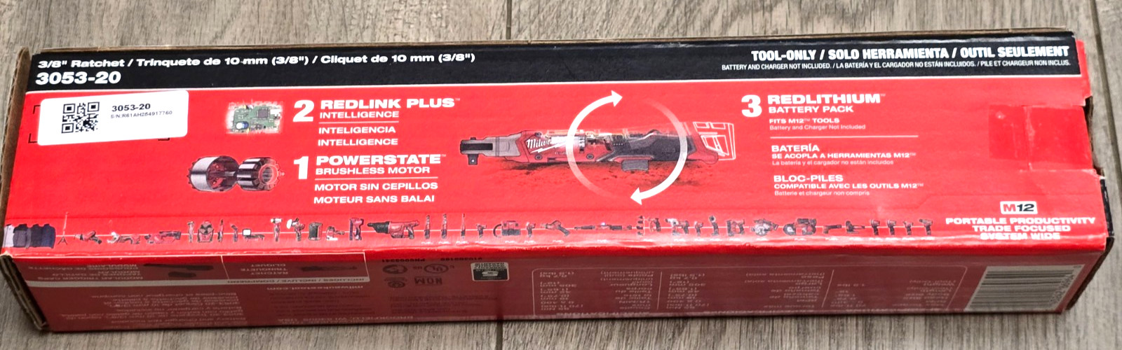 Milwaukee 3053-20 M12 FUEL 3/8″ dr High Speed, 70 ft lb New Ratchet! Tool Only