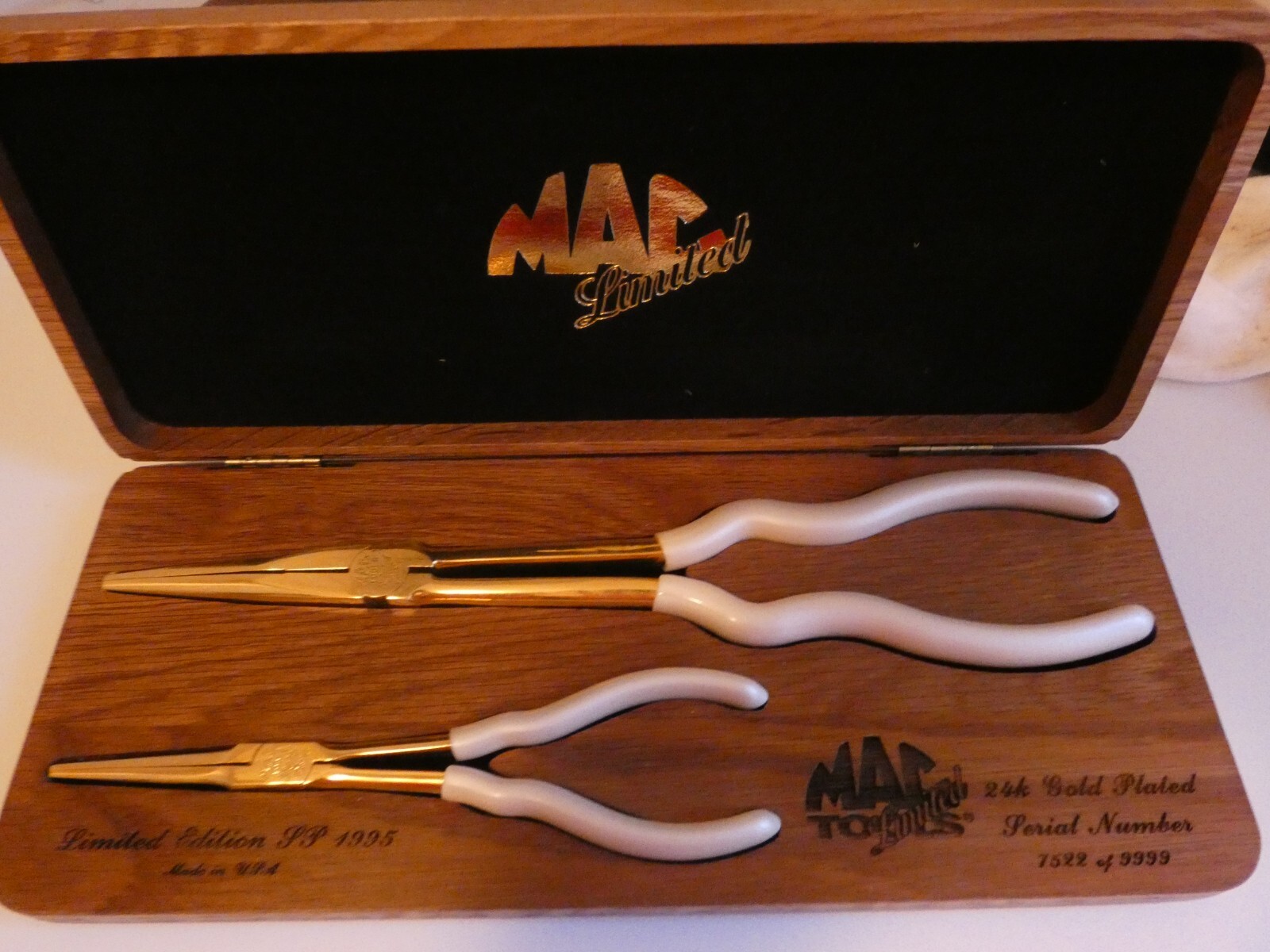 New Mac Tools 24k Gold Plated Long Reach Dual Set Pliers Limited Edition #1522