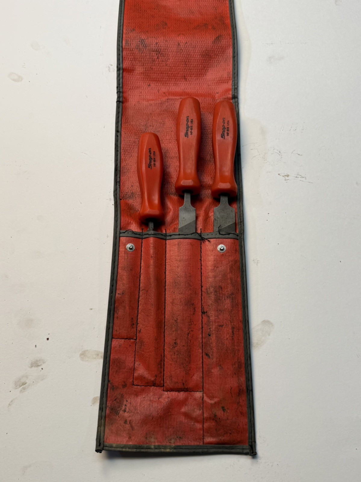 Snap-On Tools USA HBF500 Red Hard Handle File Set & Kit Bag (Missing One)