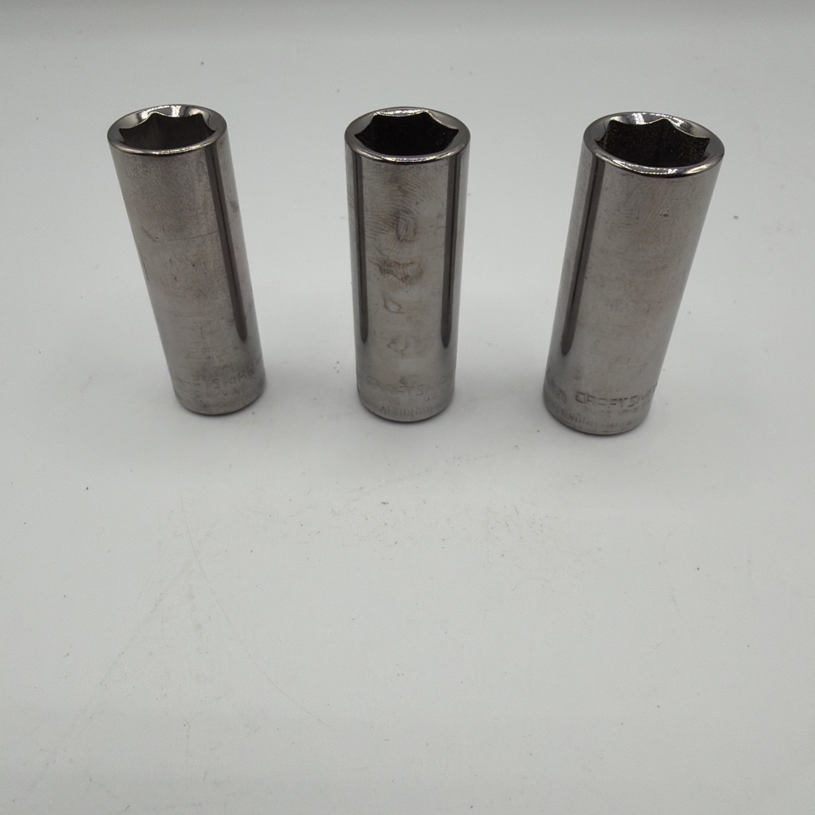 Craftsman 12mm, 13mm, 14mm Deep Well 6 Pt Sockets Inverted G1 3 Pcs 1/4″ Drive