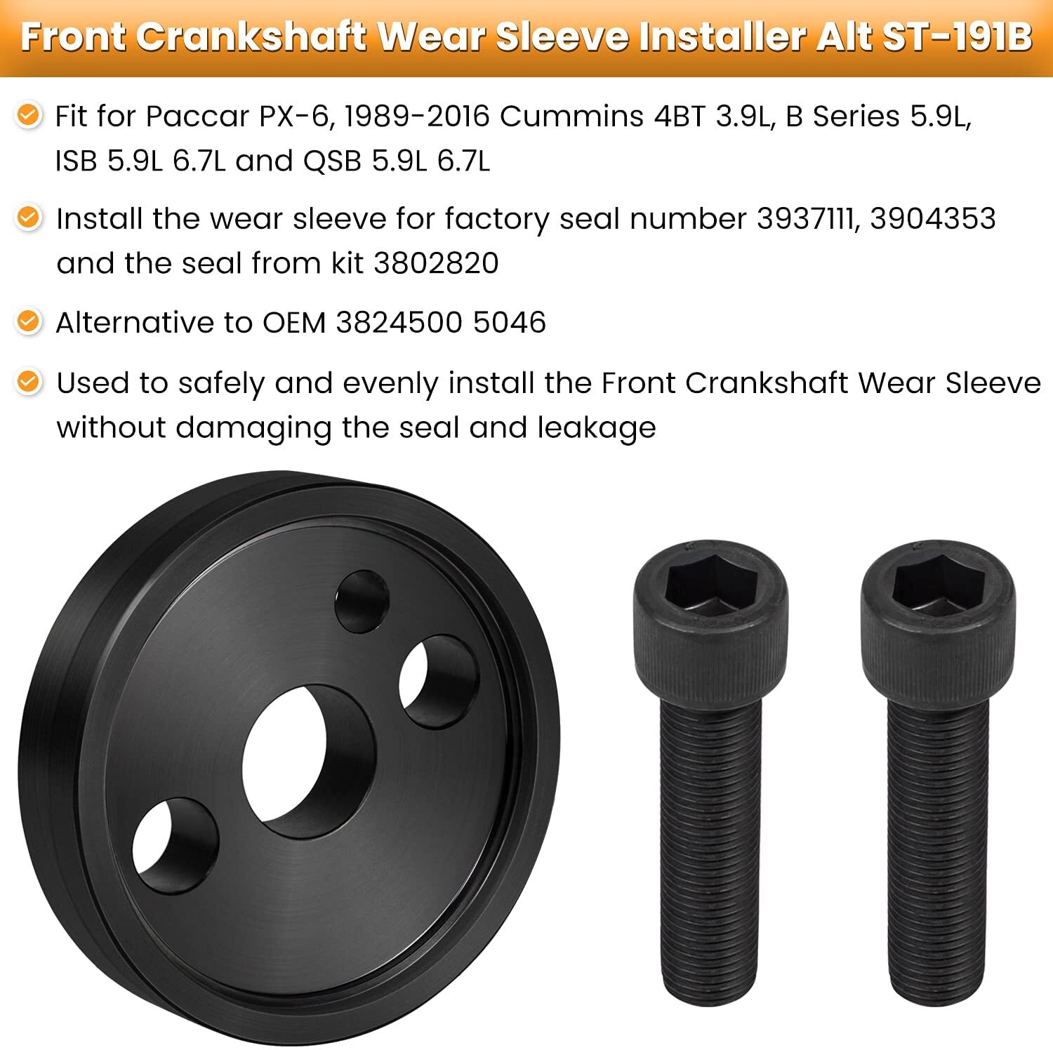 Front & Rear Crankshaft Seal Remover&Installer Tools For Cummins 3.9L 5.9L 6.7L