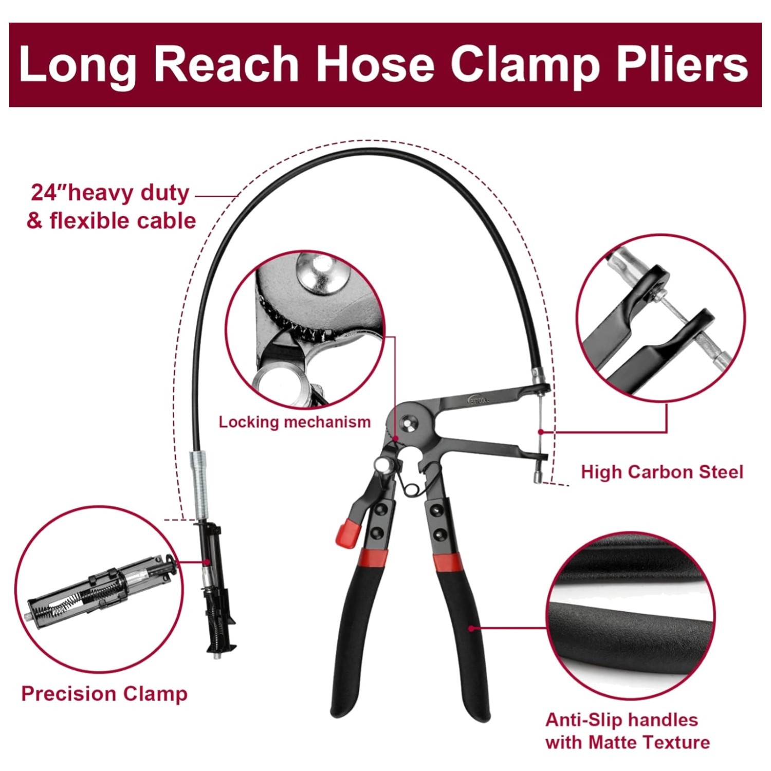 9pc Hose Clamp Pliers Set for Automotive – Red/Black