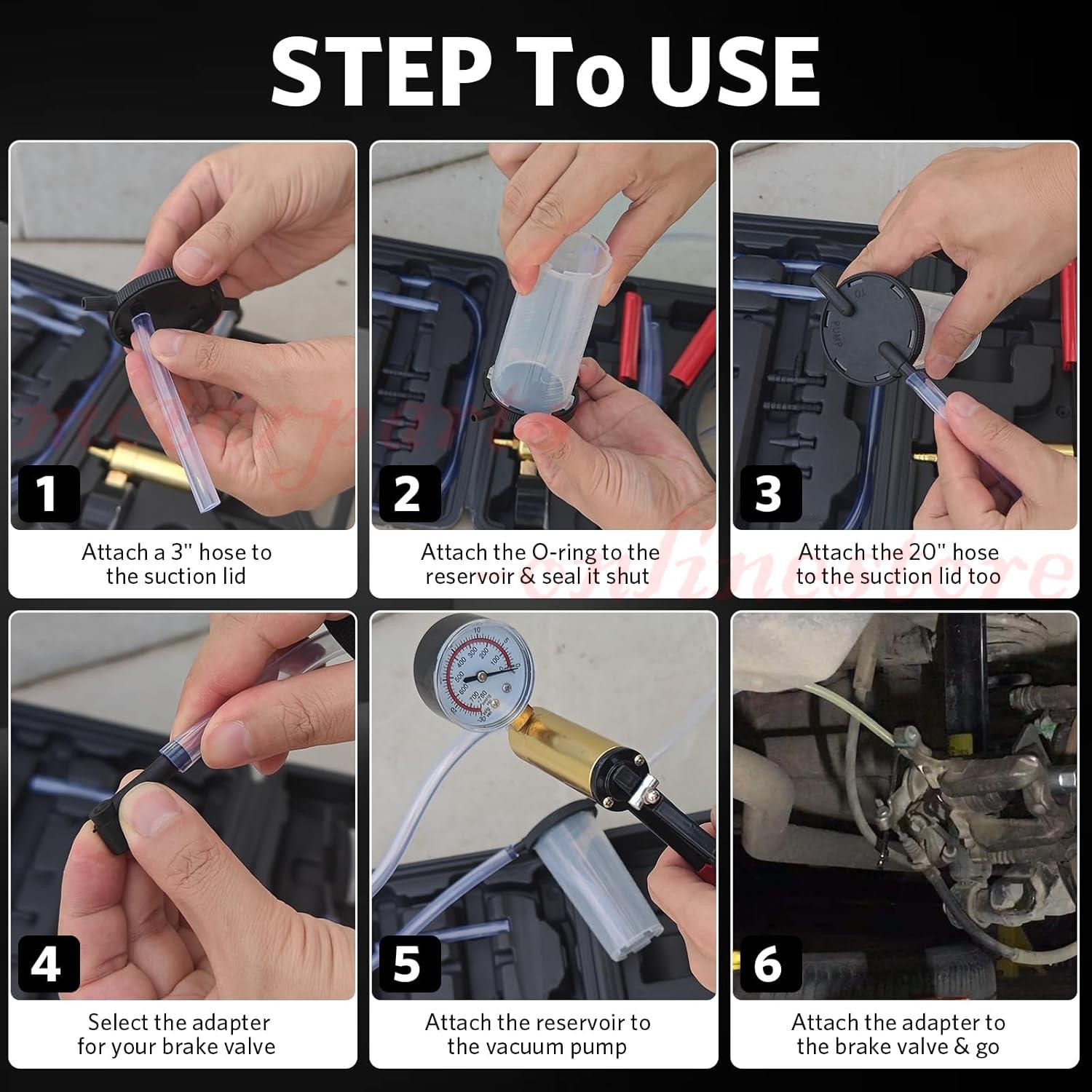 Manual Hand Vacuum Pump Car Pressure Tester Tool Brake Fluid Bleeder Bleeding