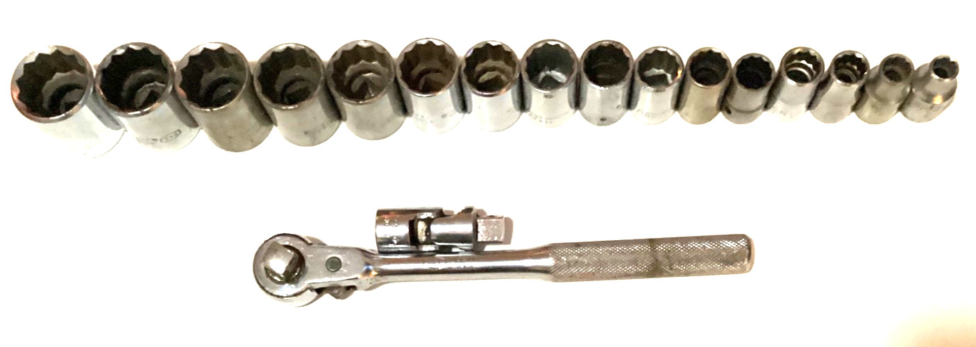 P&C 17 Piece 1/2″ Drive 12 Point SAE Socket Set & Ratchet. 3/8”-1 3/16”. USA