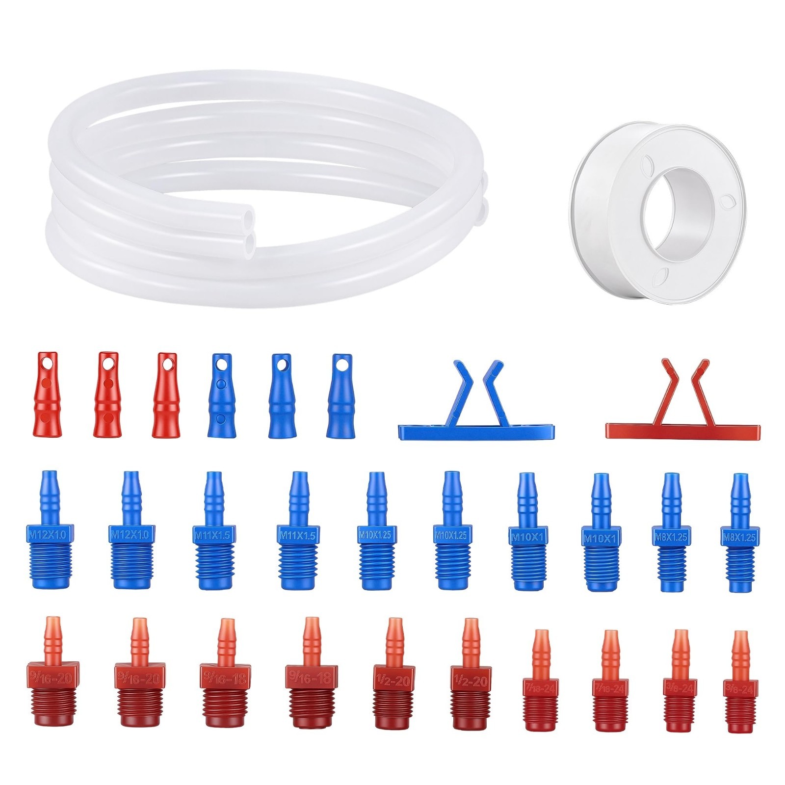Universal Complete Brake Bleeder Tool Kit, Master Cylinder Fluid Flush Hose Tape
