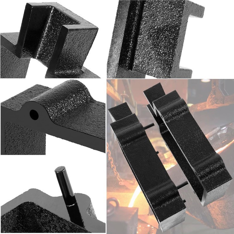 Black Cast Iron Flask Mold Holder 2 Pieces, Suitable for Sand Casting Metal,