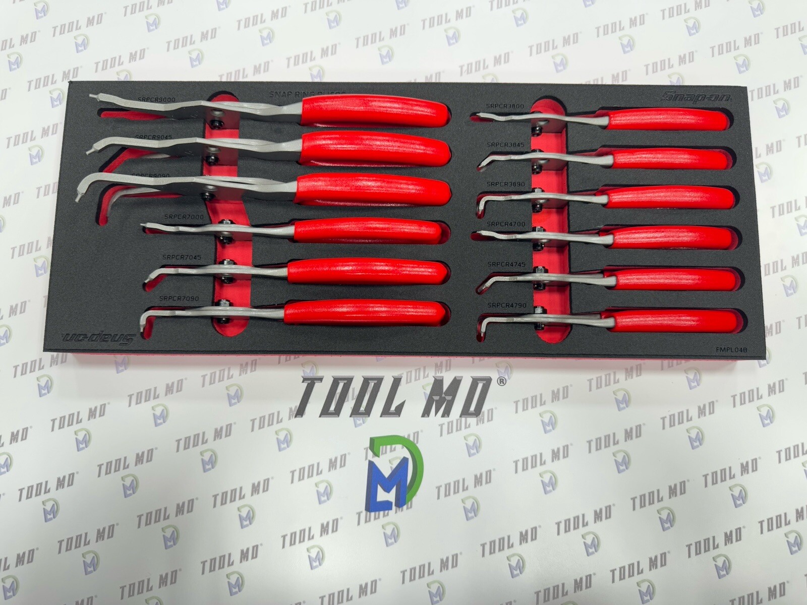 Snap-on Tools USA NEW RED 12-Piece Master Snap Ring Pliers Foam Set SRPCR1200FR