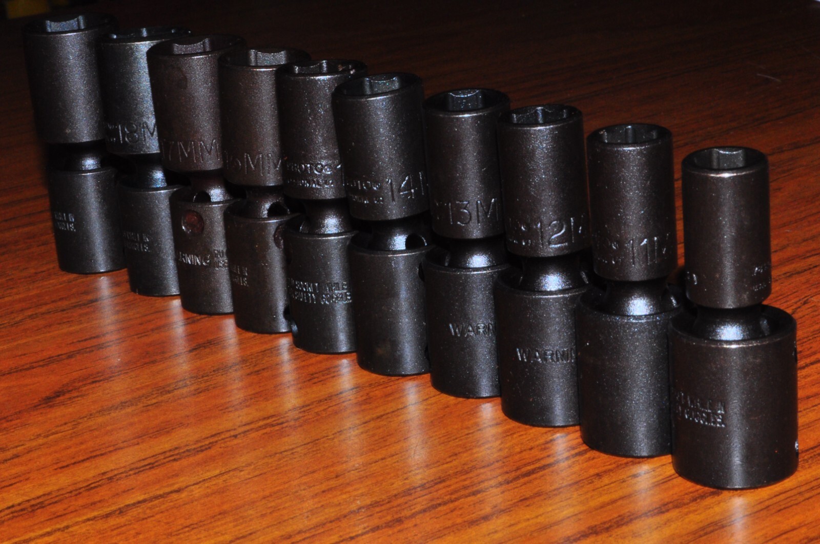 PROTO J72135M 3/8″DR10PCS DEEP UNIVERSAL IMPACT SOCKET METRIC 10-19 MM- 6 POINT
