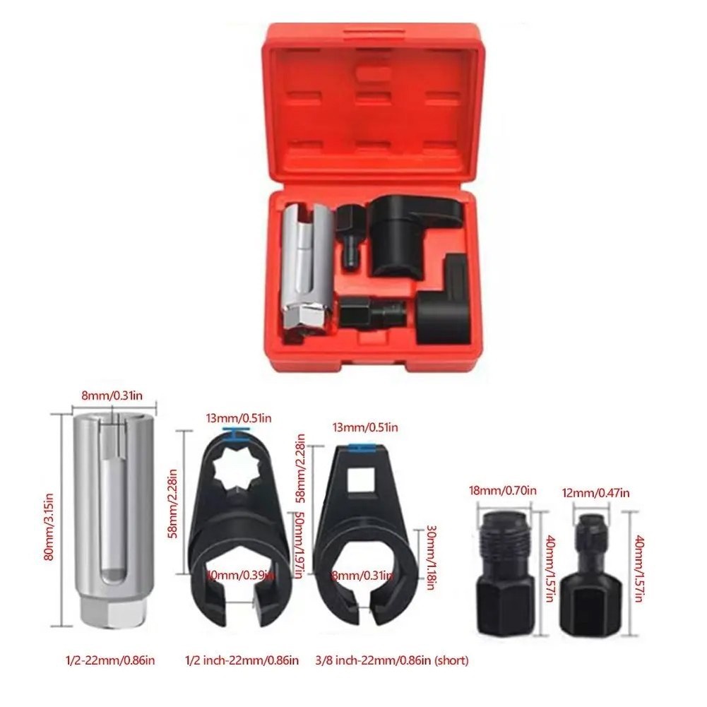 Chrome Vanadium O2 Sensor Socket Set with Black Oxide Finish and 3/8 Inch Drive