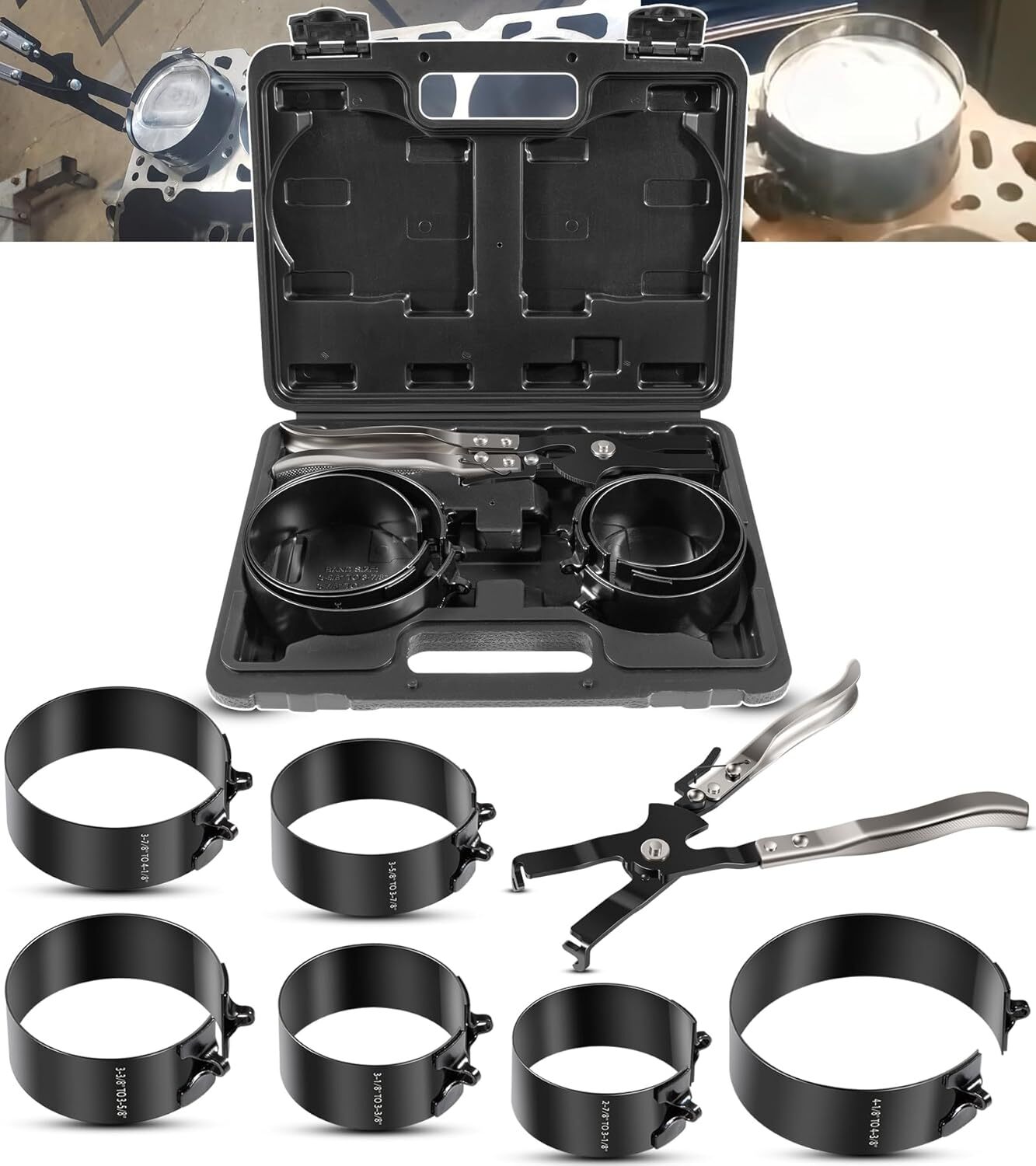 Piston Ring Compressor Tool Set 940387 Used for Car Engine,Vehicle Maintenance
