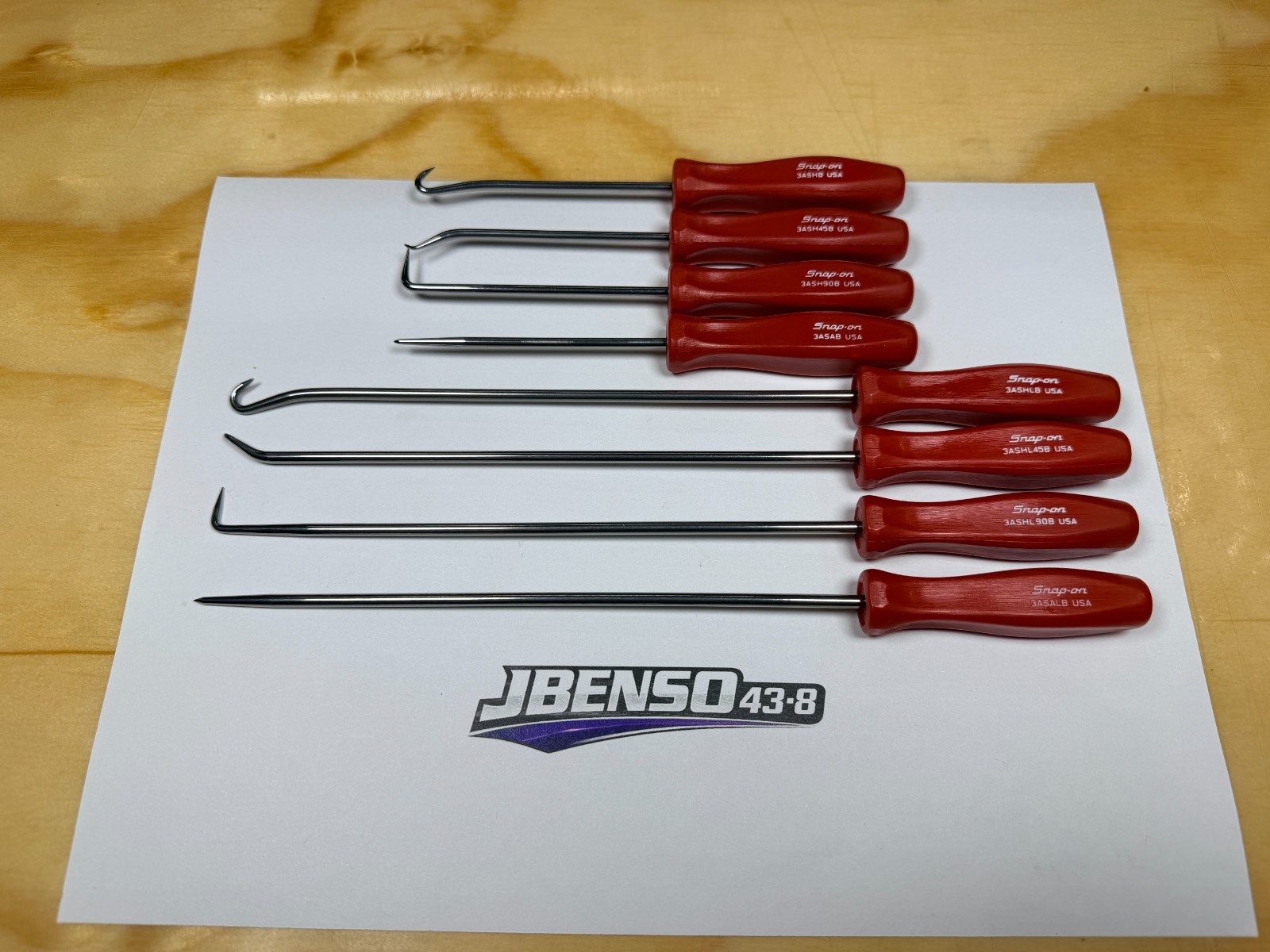 Snap-on Tools USA NEW RED 8pc Mini Hard Grip Short & Long Master Pick Set