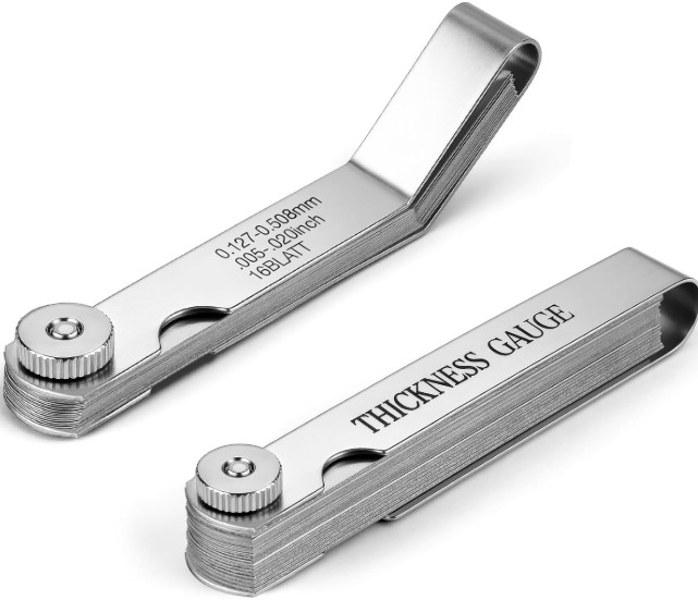 Feeler Gauge Set 2pcs Stainless Steel 32 Straight 16 Offset Blades SAE Metric