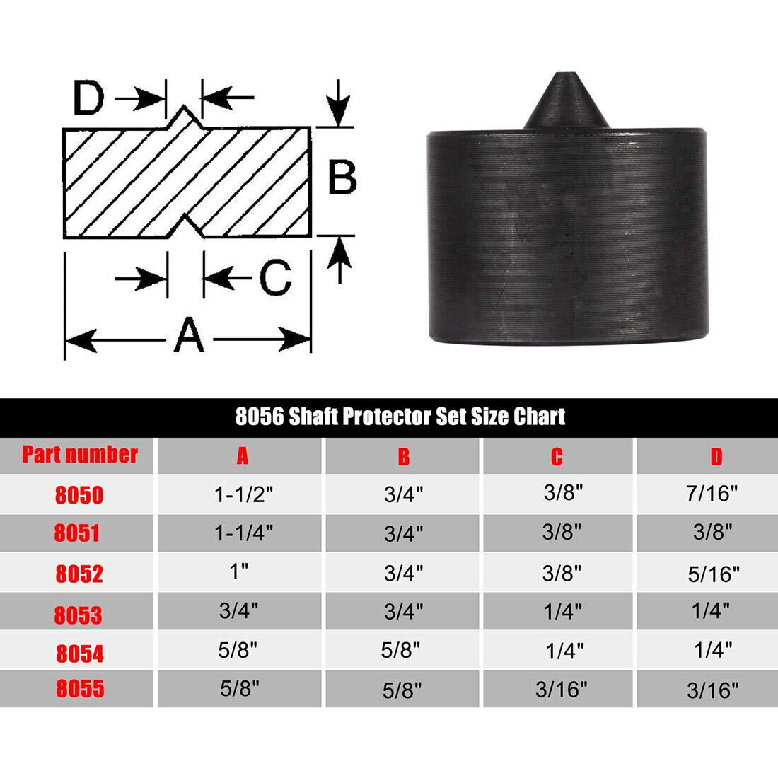 8056 Shaft Protector Set for Grip-O-Matic Puller Push-Puller 6 Pcs OTC 8056 Kit