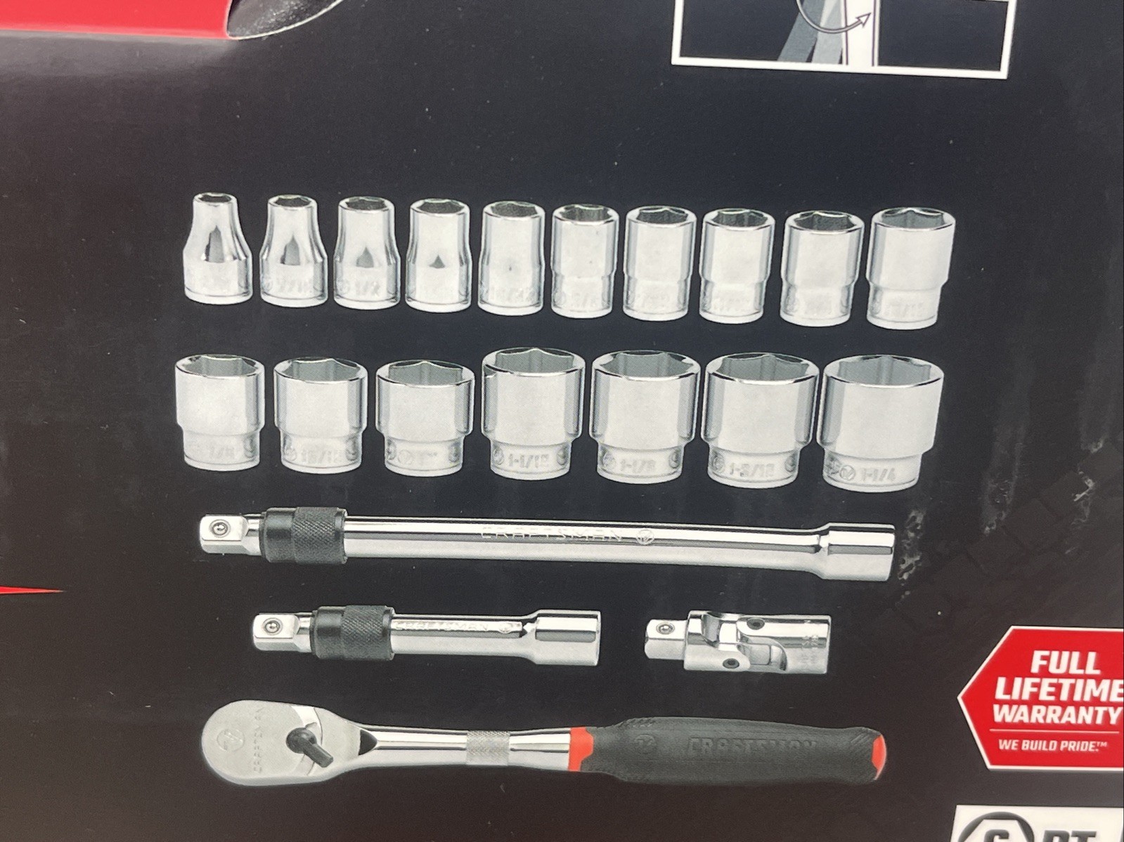 Craftsman V Series 21 Piece 1/2″ Drive Shallow SAE Socket Set CMMT45754V New