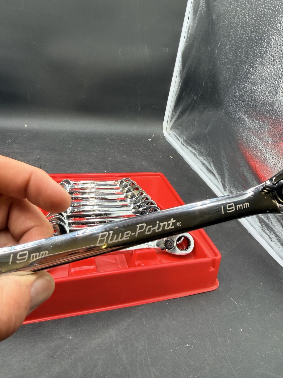 Blue Point 12 Pc Metric 15° Offset Ratcheting Combination Wrench Set BOERM712