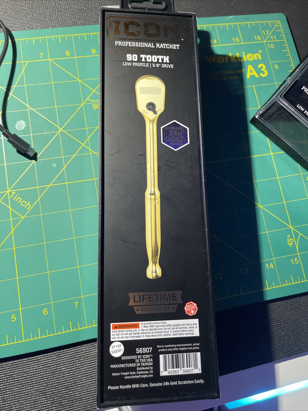 ICON SPECIAL EDITION 24K Gold Plated 3/8″ 90 TOOTH Drive Professional Ratchet