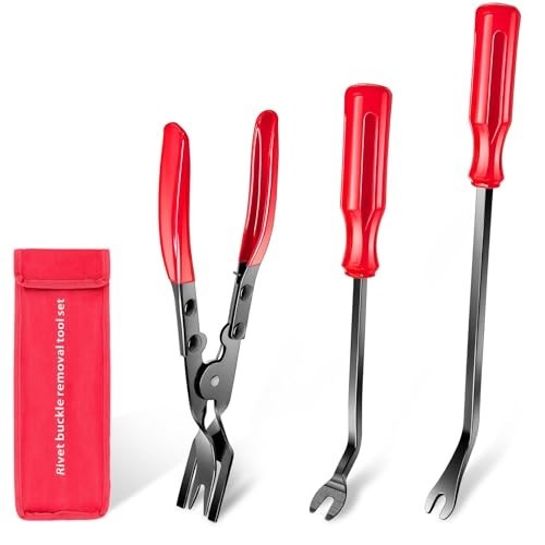 3 Pcs Clip Remover Tool Set Auto Trim Removal Pliers Pry Kit Car Door Panel