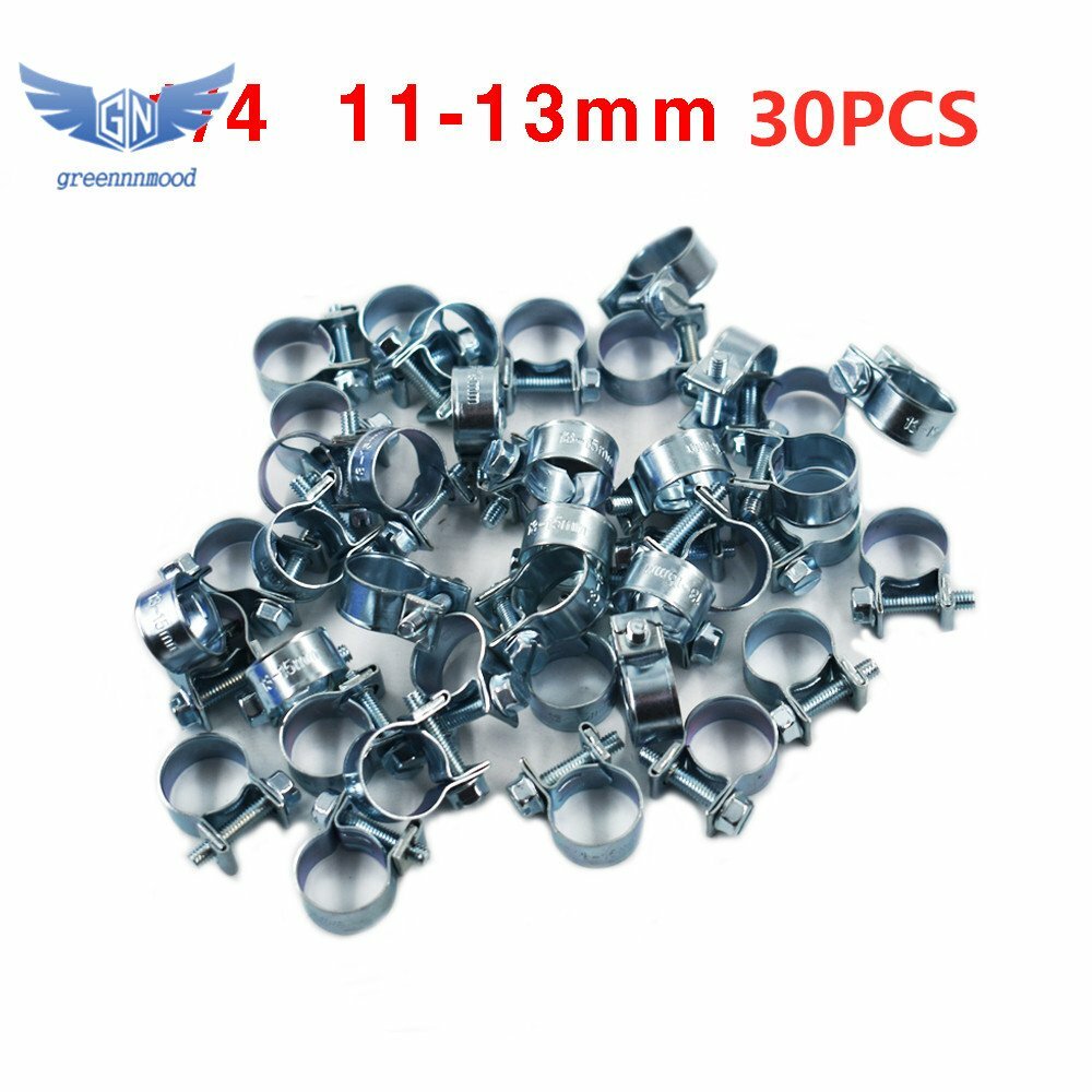 30 Pcs 1/4″（11mm-13mm） Fuel Injection Gas Line Hose Clamps Clip Pipe
