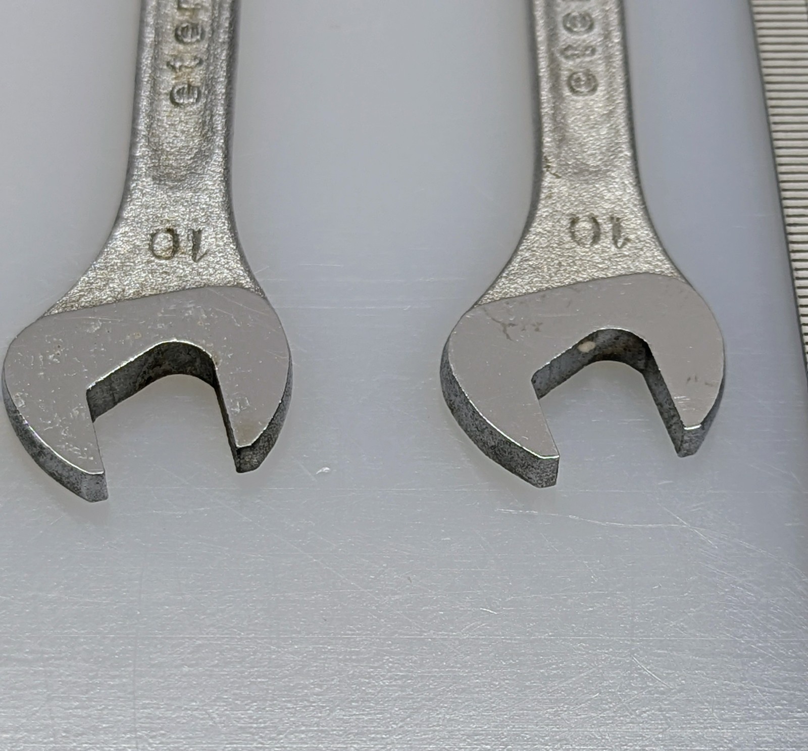 Two – Vintage ETERNUM Brand #522 metric Open-end Wrench 10mm and 11mm