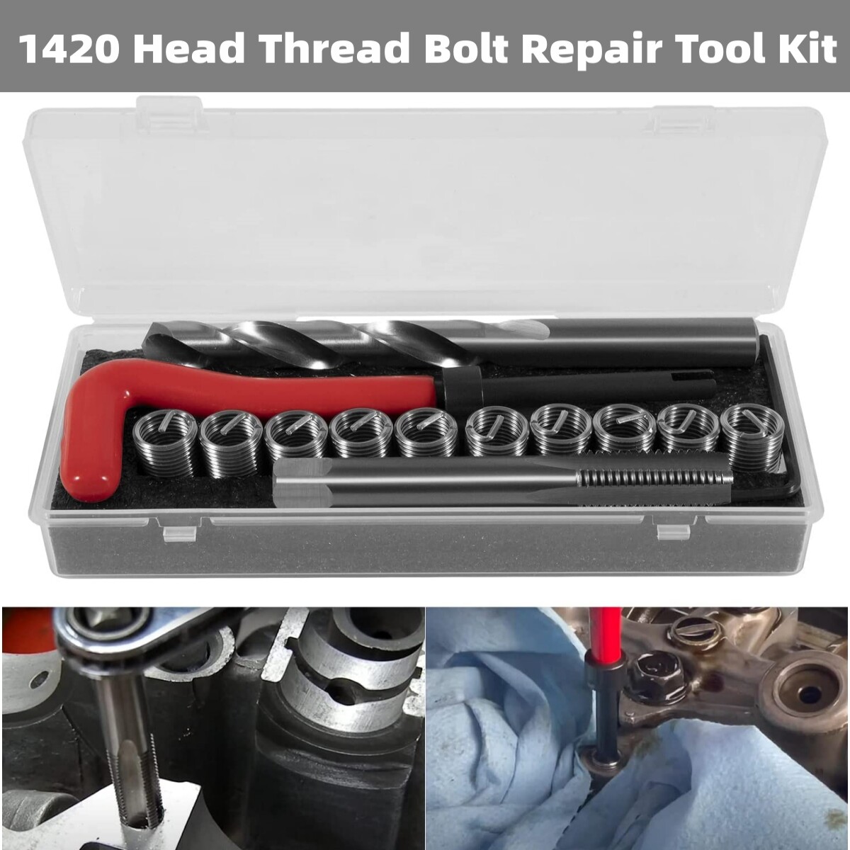 1420 Engine Cylinder Head Bolt Repair Tool Kit M11.5mm x 1.5 For Toyota Honda