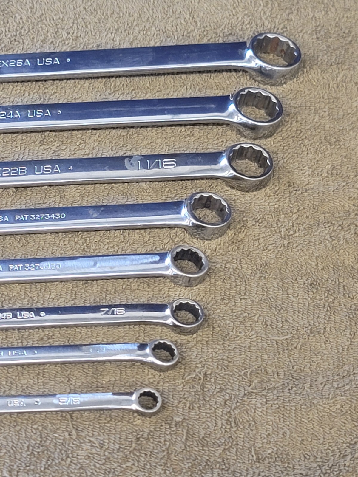 Snap on OEX Combination Wrench Set Sae 13/16 3/4 11/16 5/8 1/2 7/16 3/8 5/16″