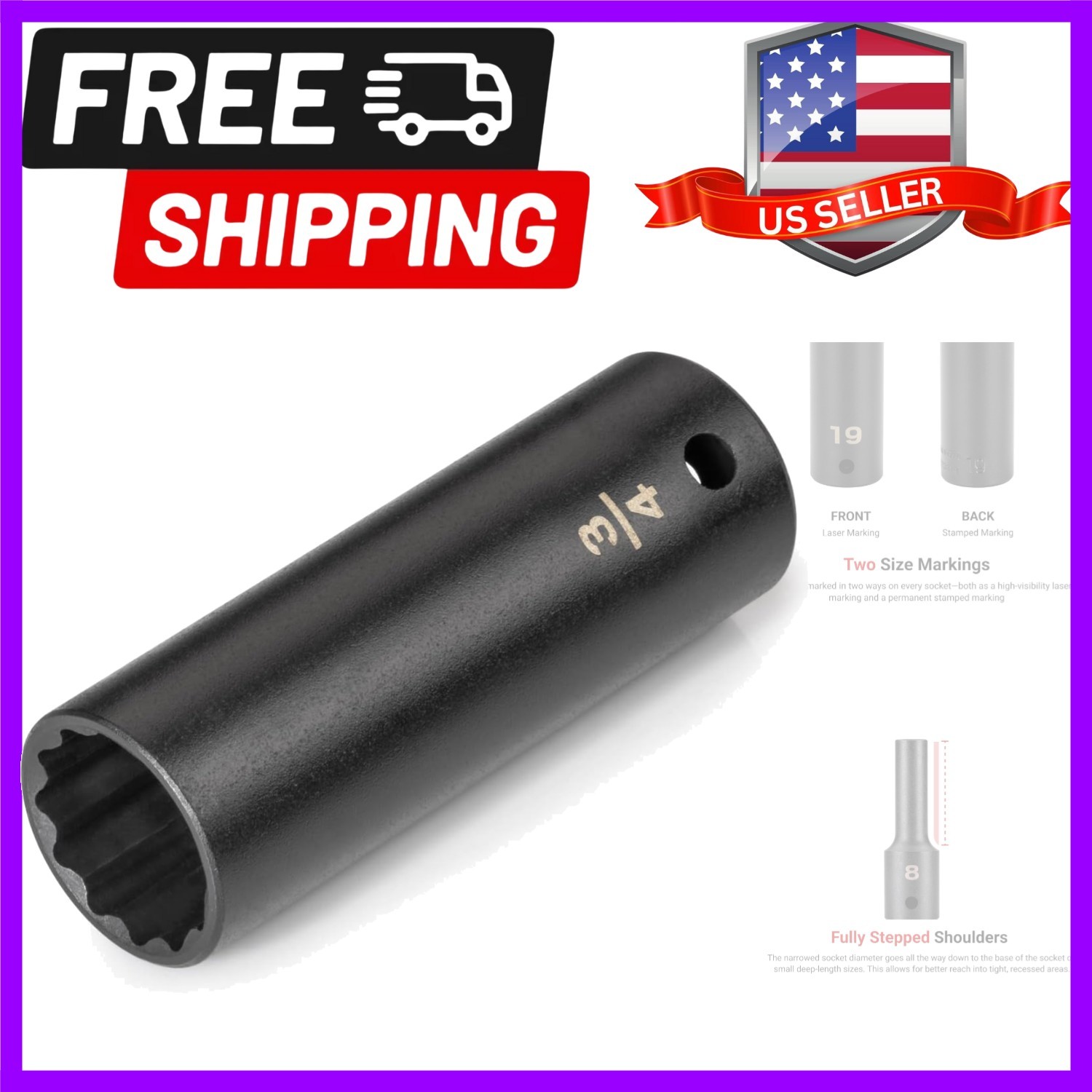 1/2 Inch Drive x 3/4 Inch Deep 12-Point Impact Socket |