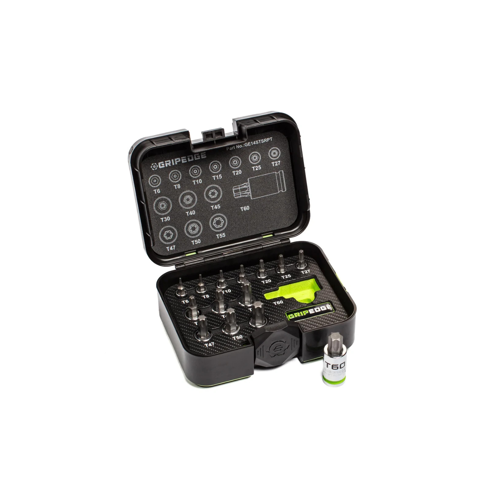 GripEdge Tools GE14STSRPT RPT TORX SET Star Sockets T6 to T60 bits 14-pc