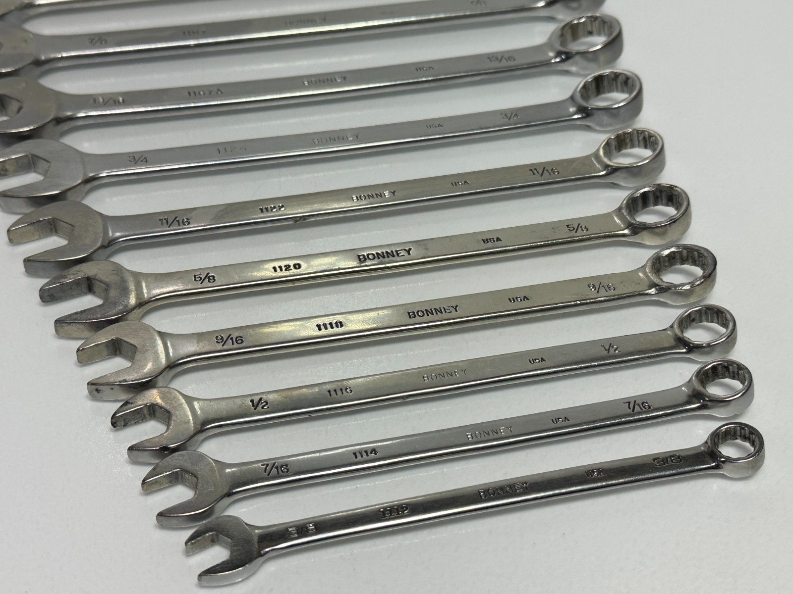 🇺🇸 Bonney Tools USA 11pc SAE 3/8-1″ Chrome Combination Wrench Set, 12 Point