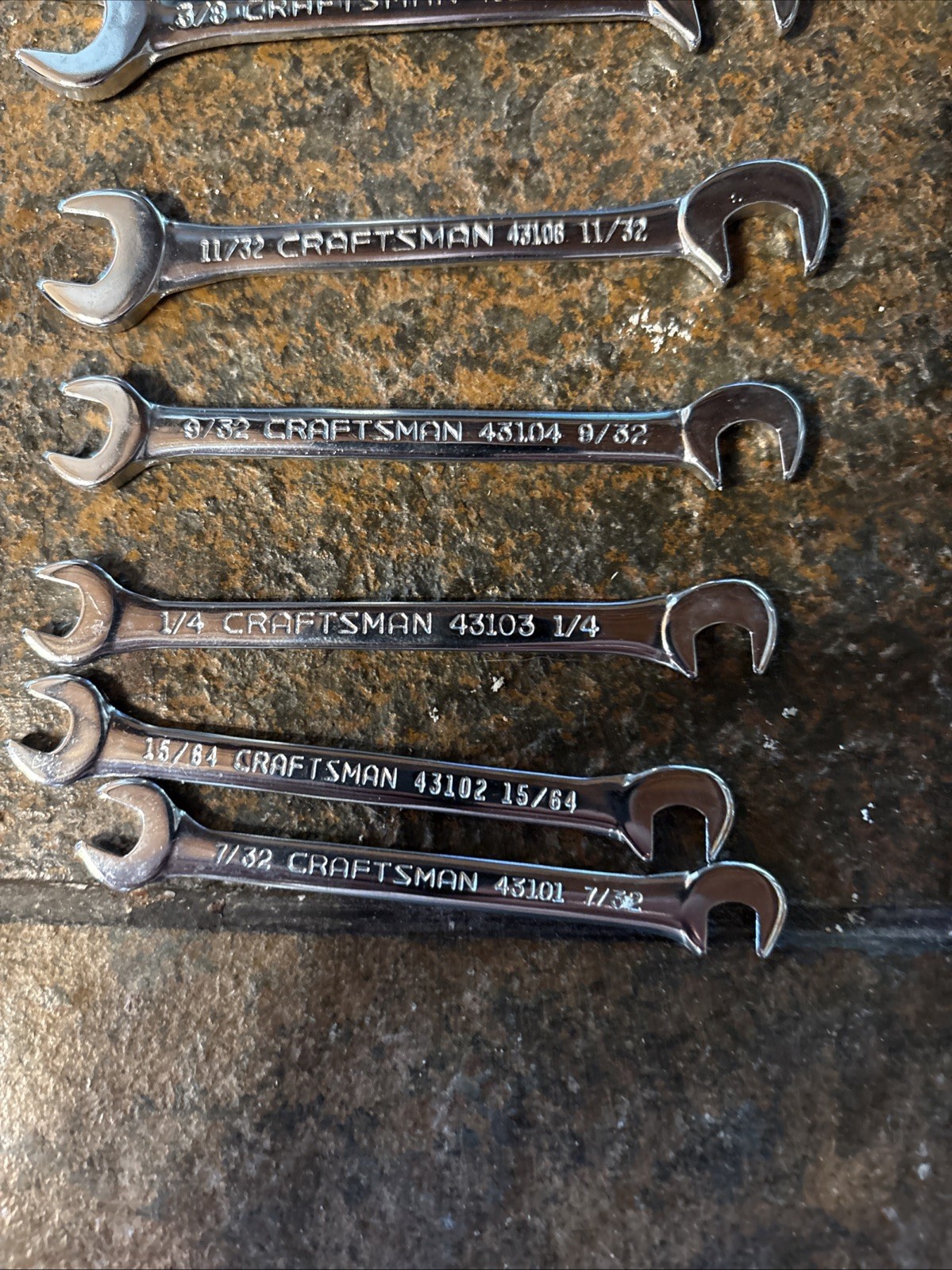 Craftsman Tools 7 pc Open End Ignition Wrench Set 44778 USA Missing 15/16