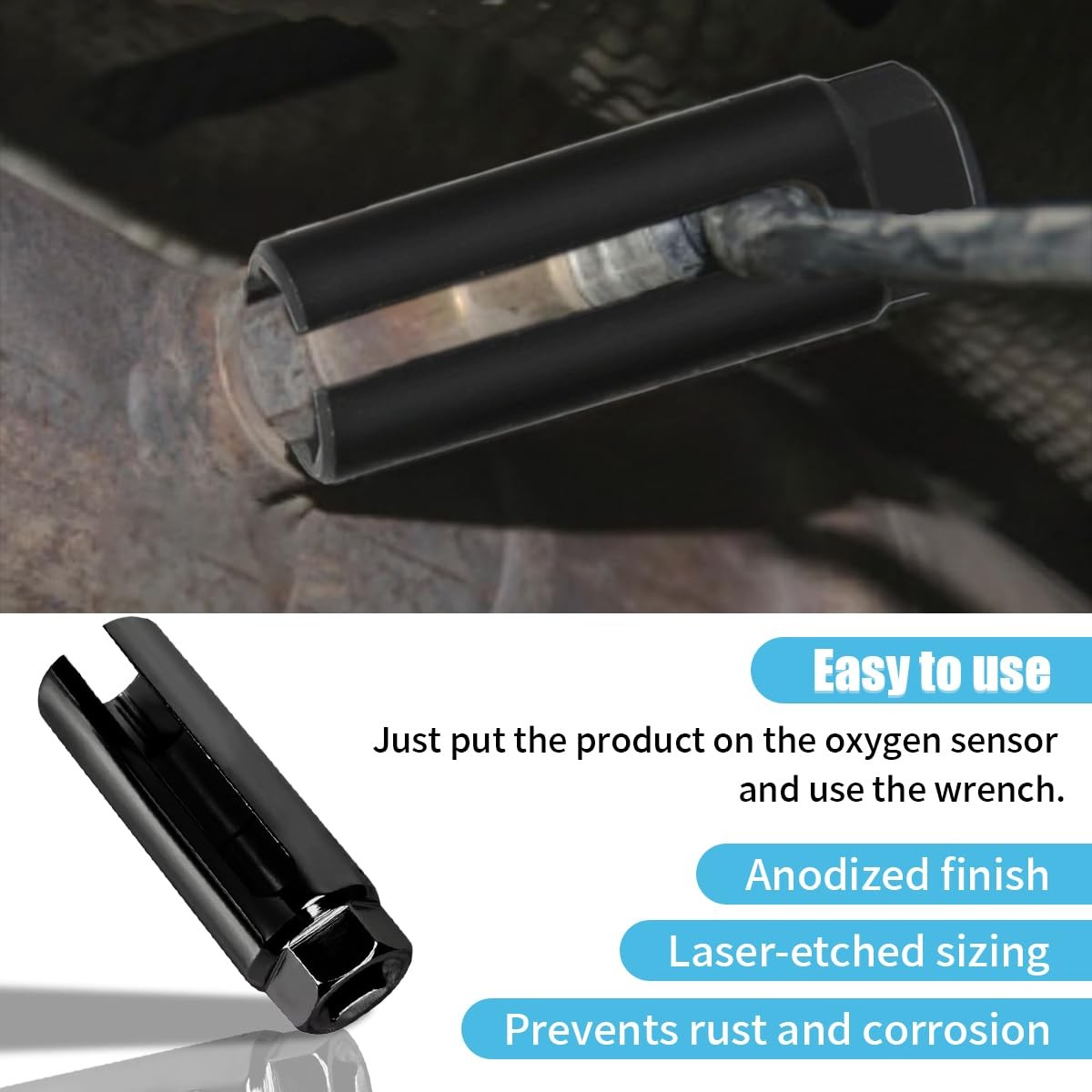 Car Oxygen Sensor Socket with Side Wire Cutout, 3/8 Inch Drive ×7/8 Inch 22mm…