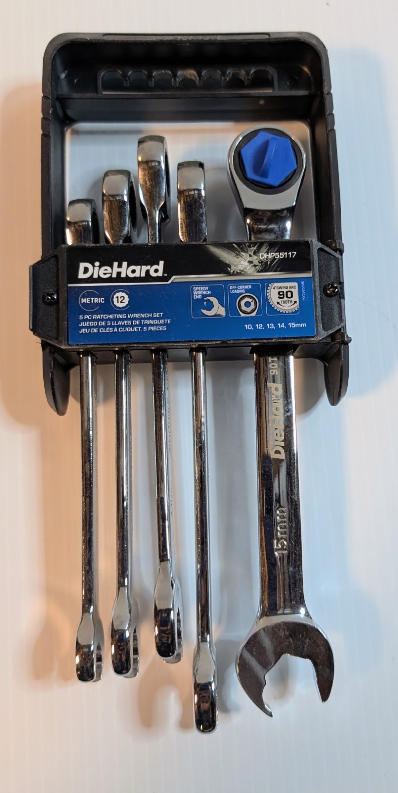 DieHard DHP55117 5pc Metric Ratcheting Automotive Mechanic Combo Wrench Set New