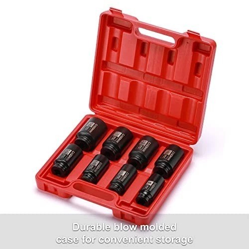 1/2-Inch Drive Deep Axle Nut Impact Socket Set 8 Piece SAE 6 Point CR-MO