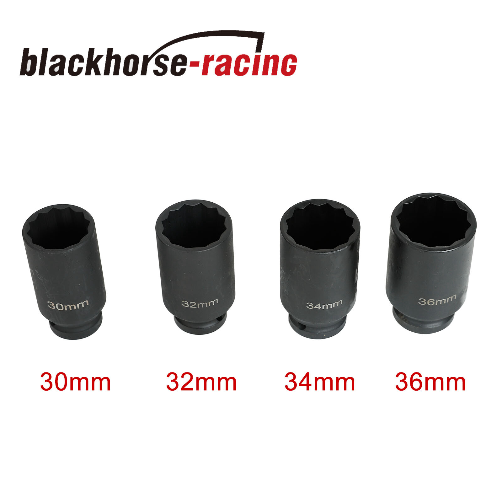 4Pcs 1/2″ Drive Spindle Axle Nut Socket Set 12 Point 30mm 32mm 34mm 36mm