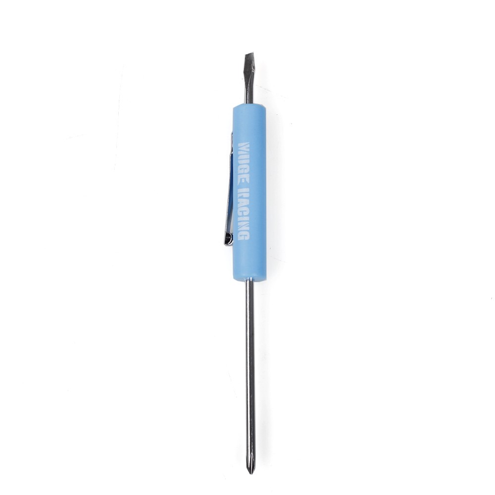 100x Blue Mini Pocket Screwdriver Flap Tip+Magnet and Clip Phillips Slotted Flat