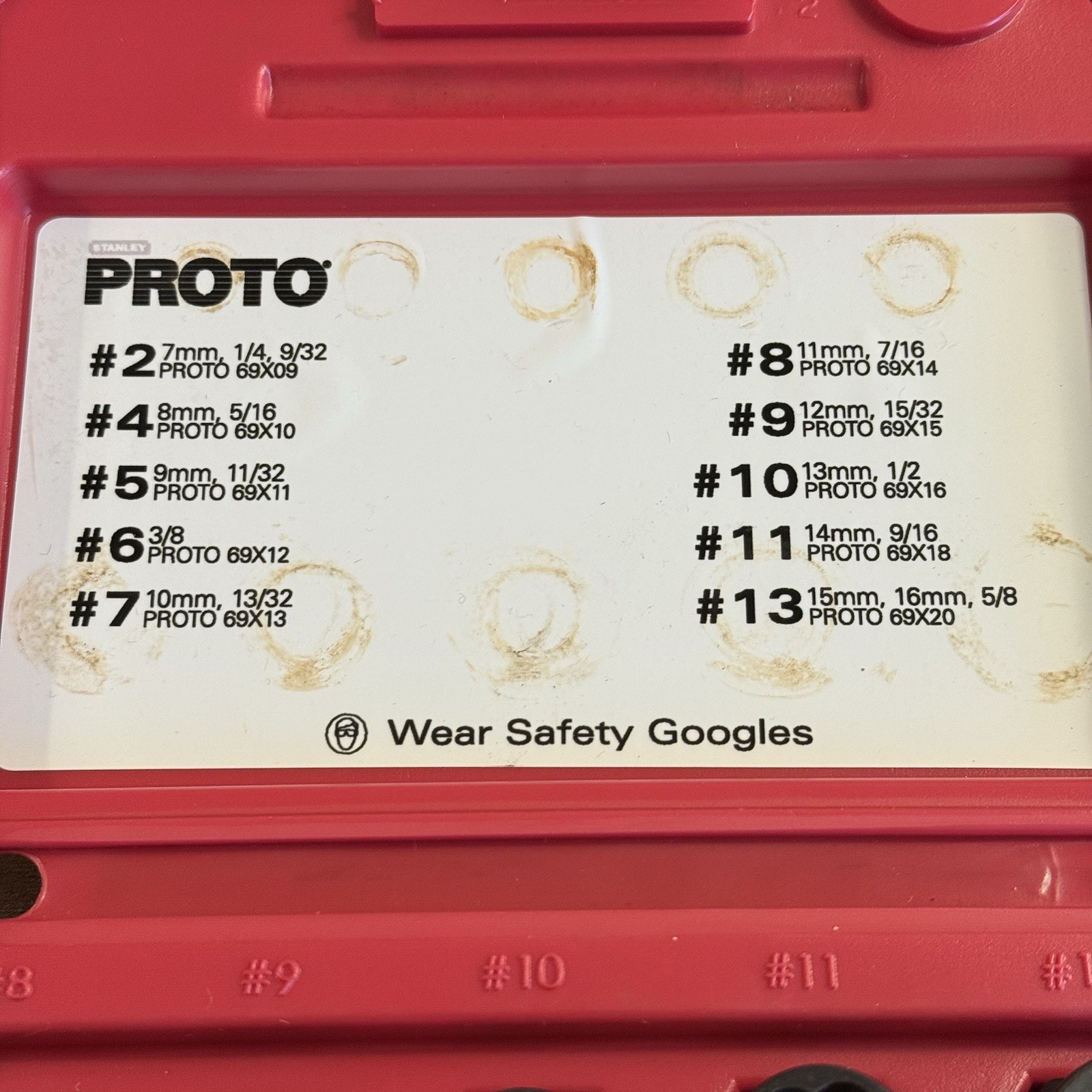 PROTO Extractor Set 1/4-5/8 & 7-16mm Nuts And Bolts 10pcs J69X00
