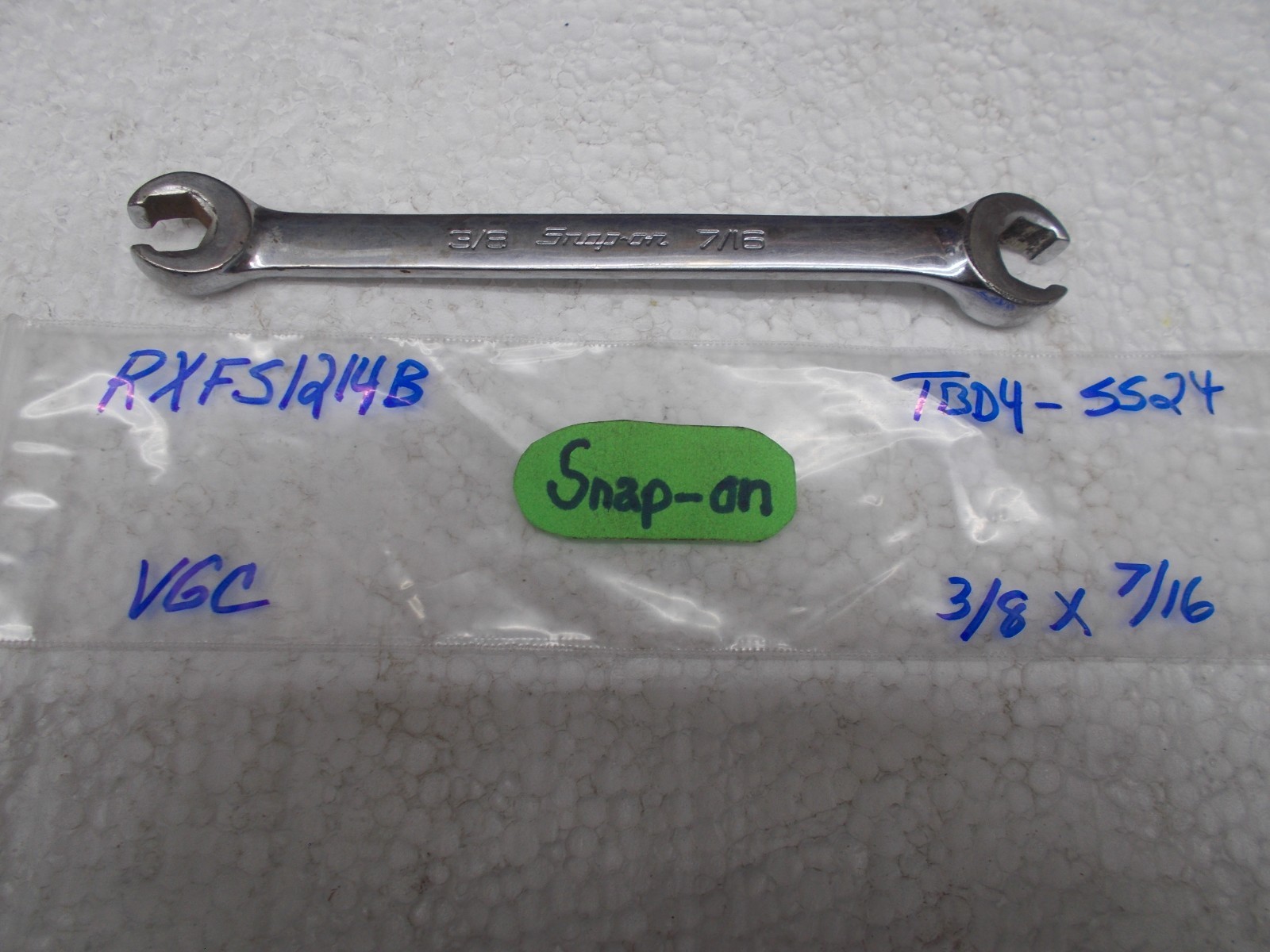 Snap-on tools 3/8 x 7/16″ SAE flare nut open end wrench RXFS1214B Nice!