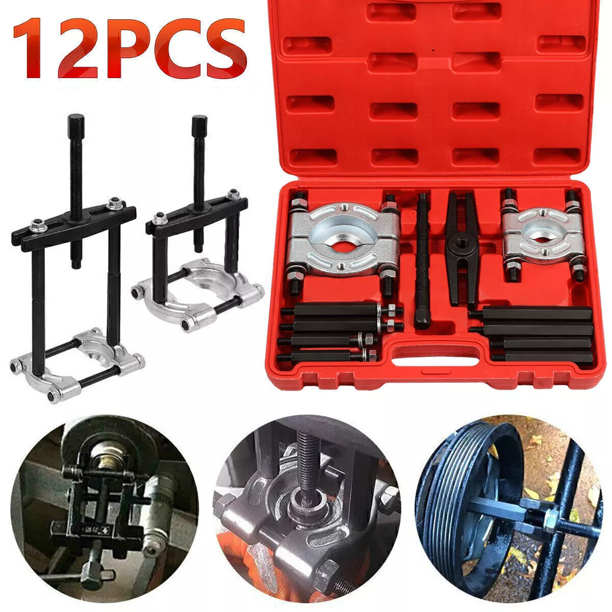 12PCS Heavy Duty Bearing Separator Removal Tool Kit Wheel Hub Axle Puller Set