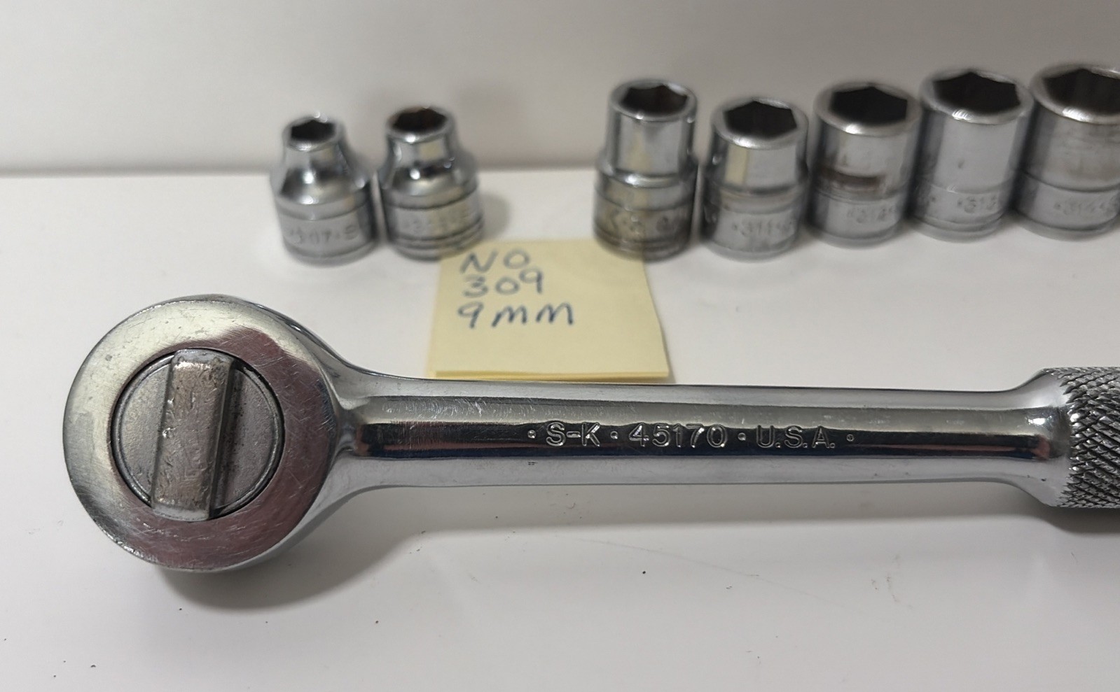 S-K Tools Ratchet 45170 & 11pc Socket Set 7mm-18mm NO 9mm. 307-318 NO 309 USA